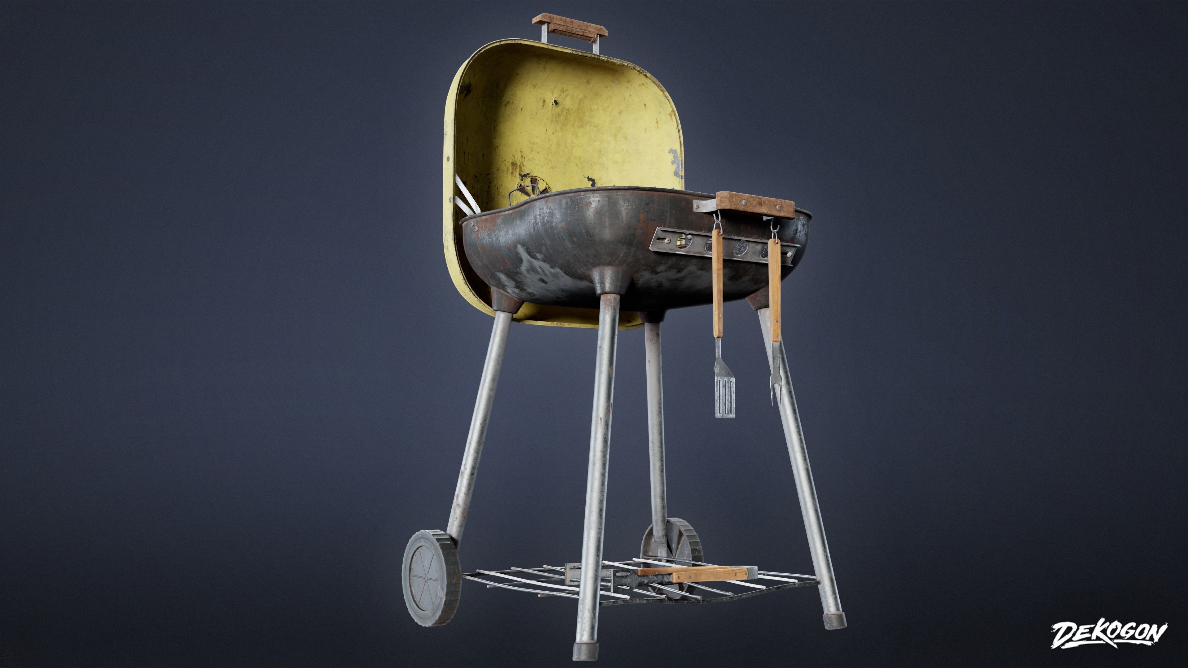 SUBURBS - Grill 01 - LOW POLY AND NANITE Low-poly 3D model_6