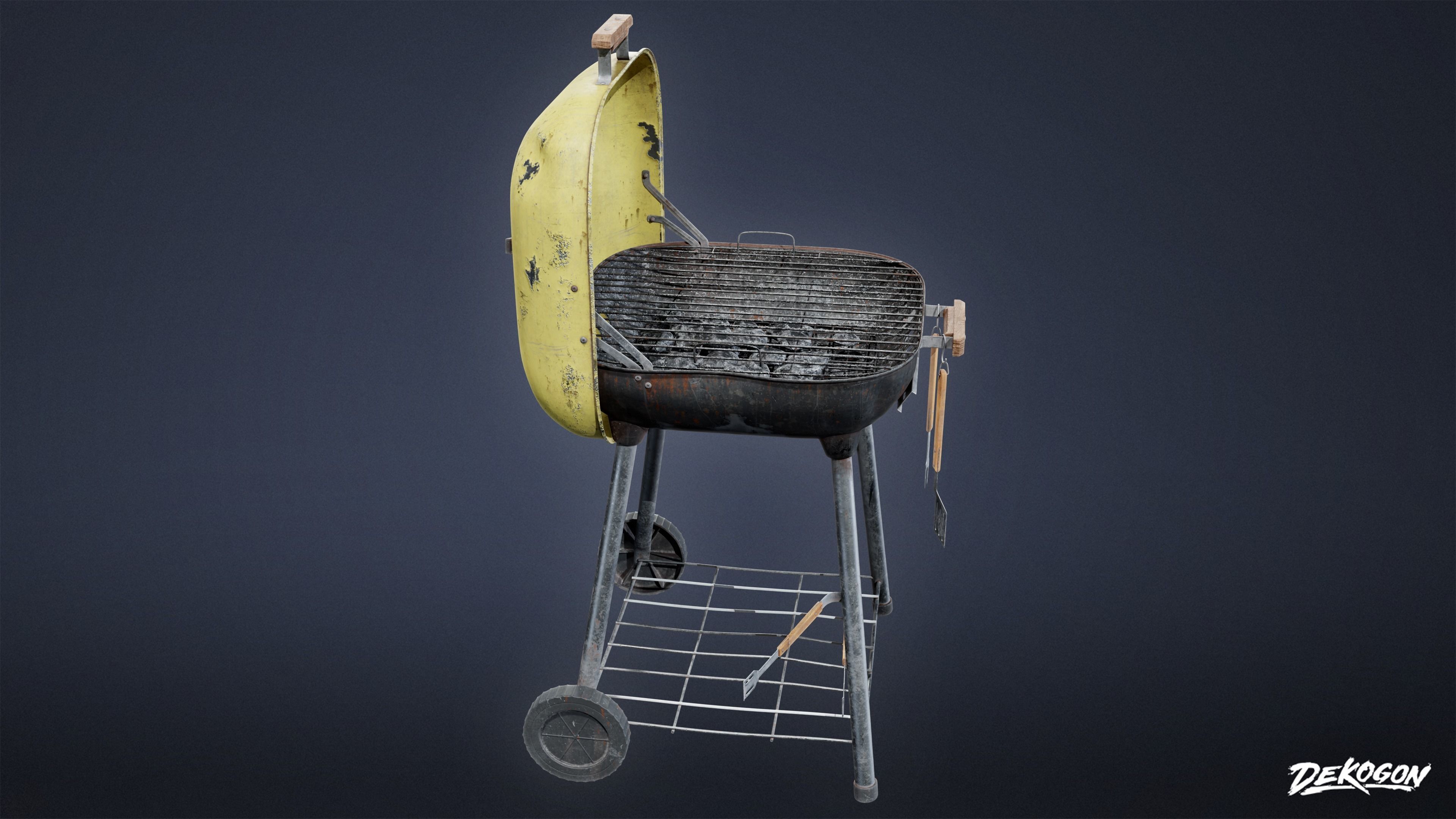 SUBURBS - Grill 01 - LOW POLY AND NANITE Low-poly 3D model_3