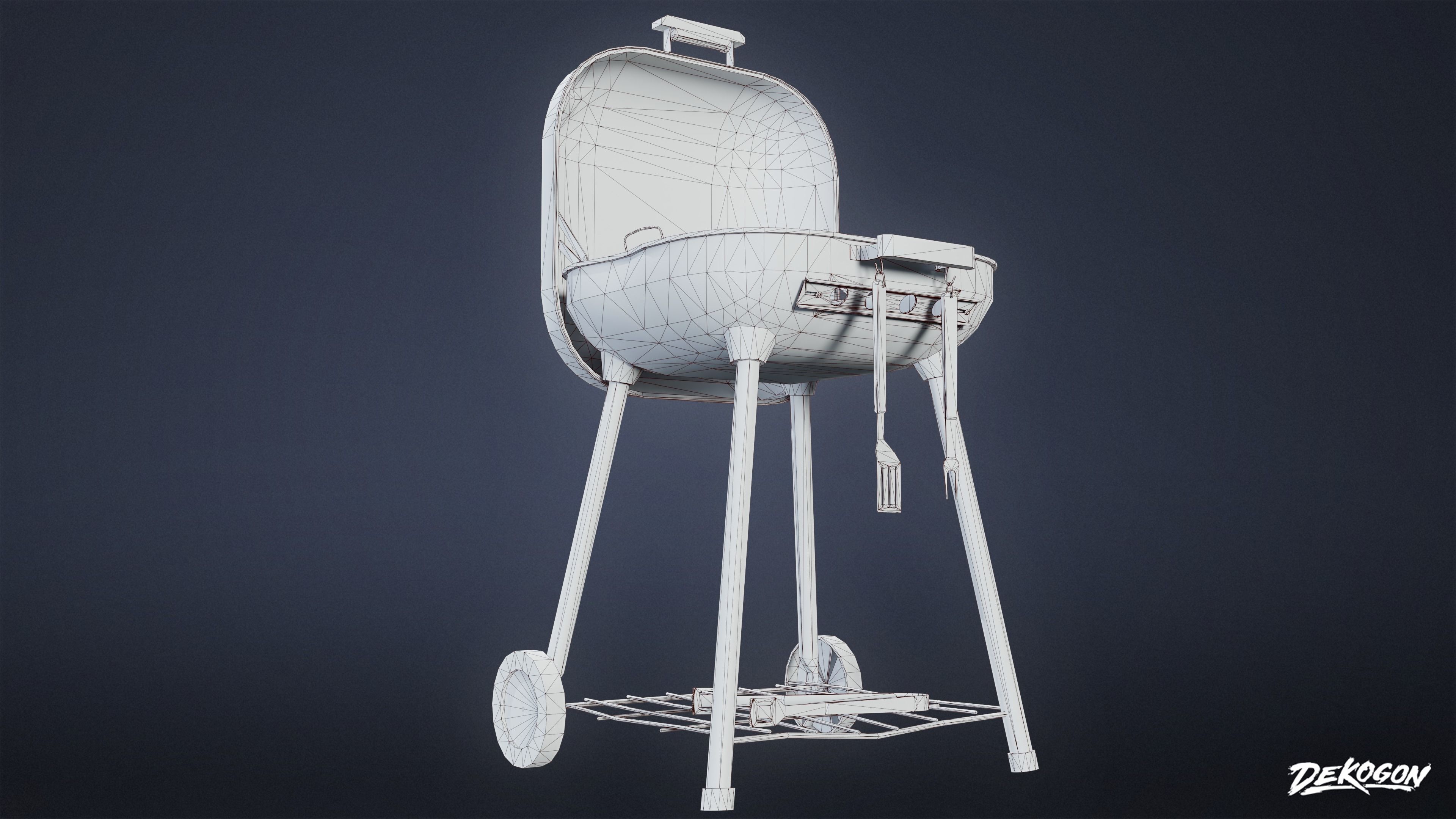 SUBURBS - Grill 01 - LOW POLY AND NANITE Low-poly 3D model_7