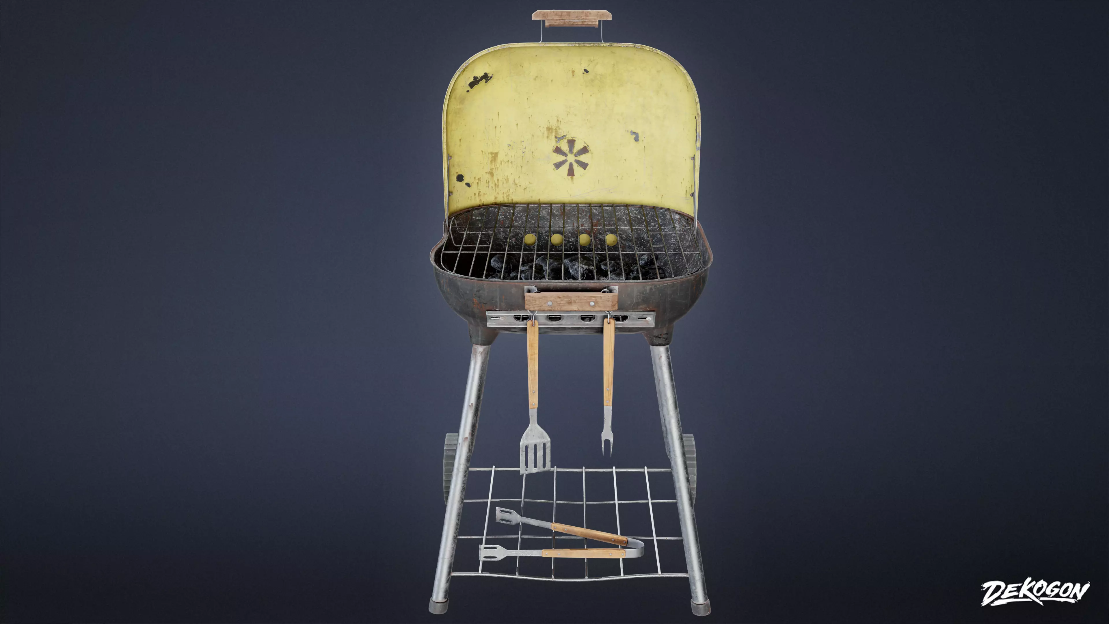 SUBURBS - Grill 01 - LOW POLY AND NANITE Low-poly 3D model_0