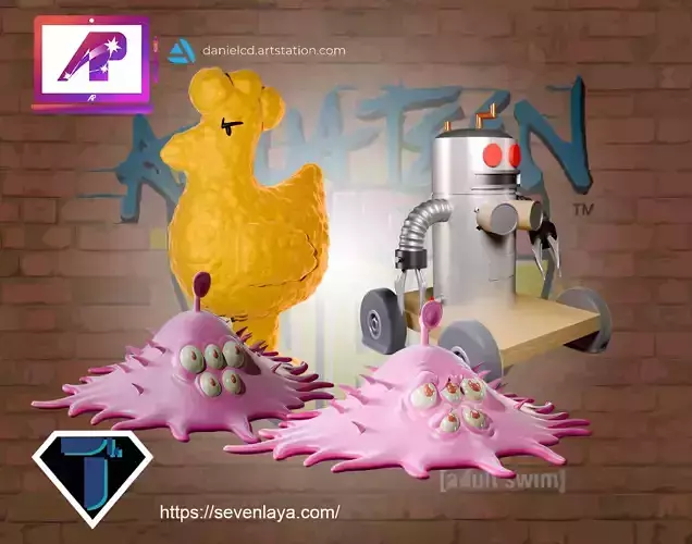 ATHF Travis the Cosmos Chicken Bittle and Robositter 3D print model
