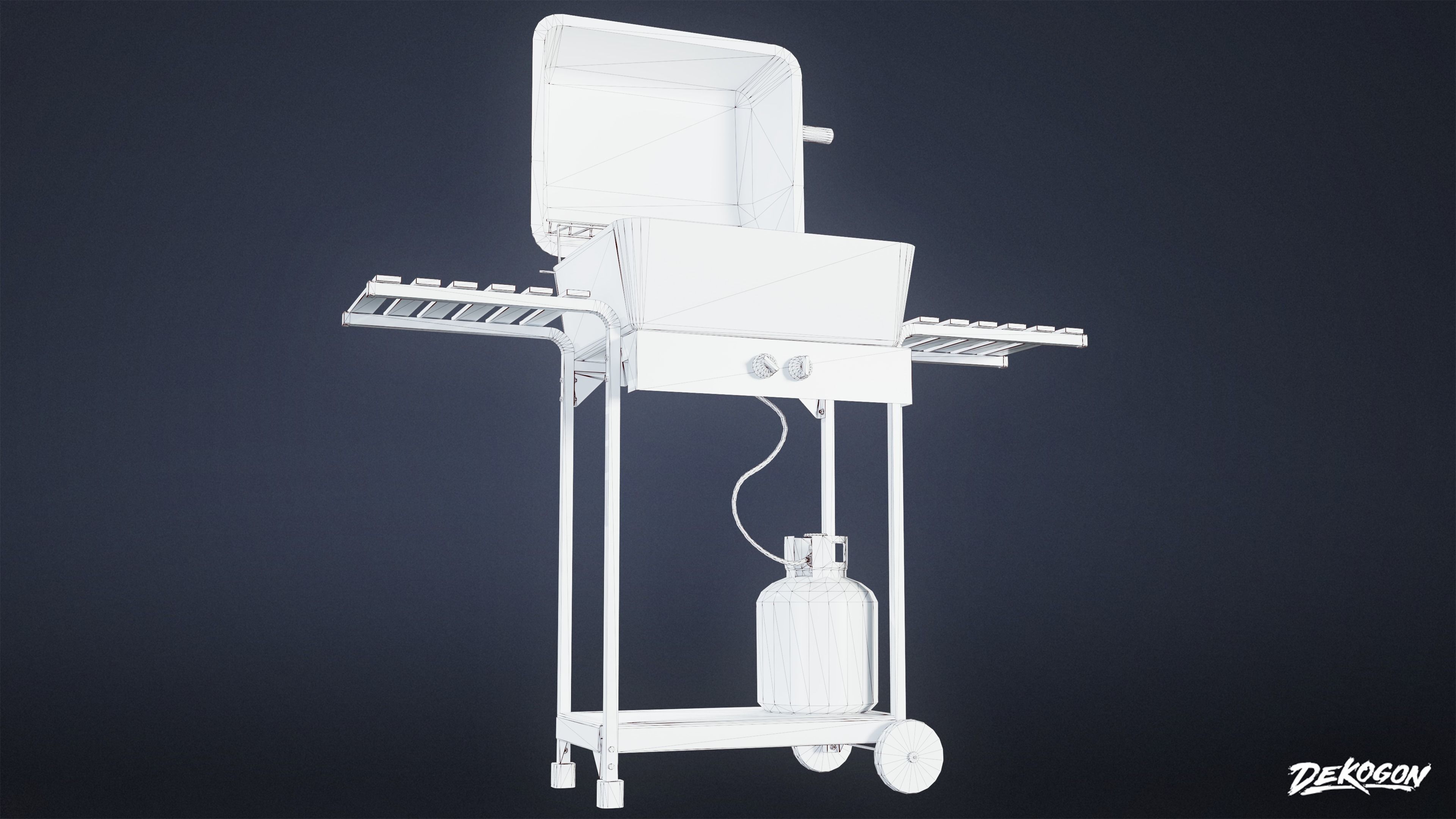 SUBURBS - Grill 02 - LOW POLY AND NANITE Low-poly 3D model_7