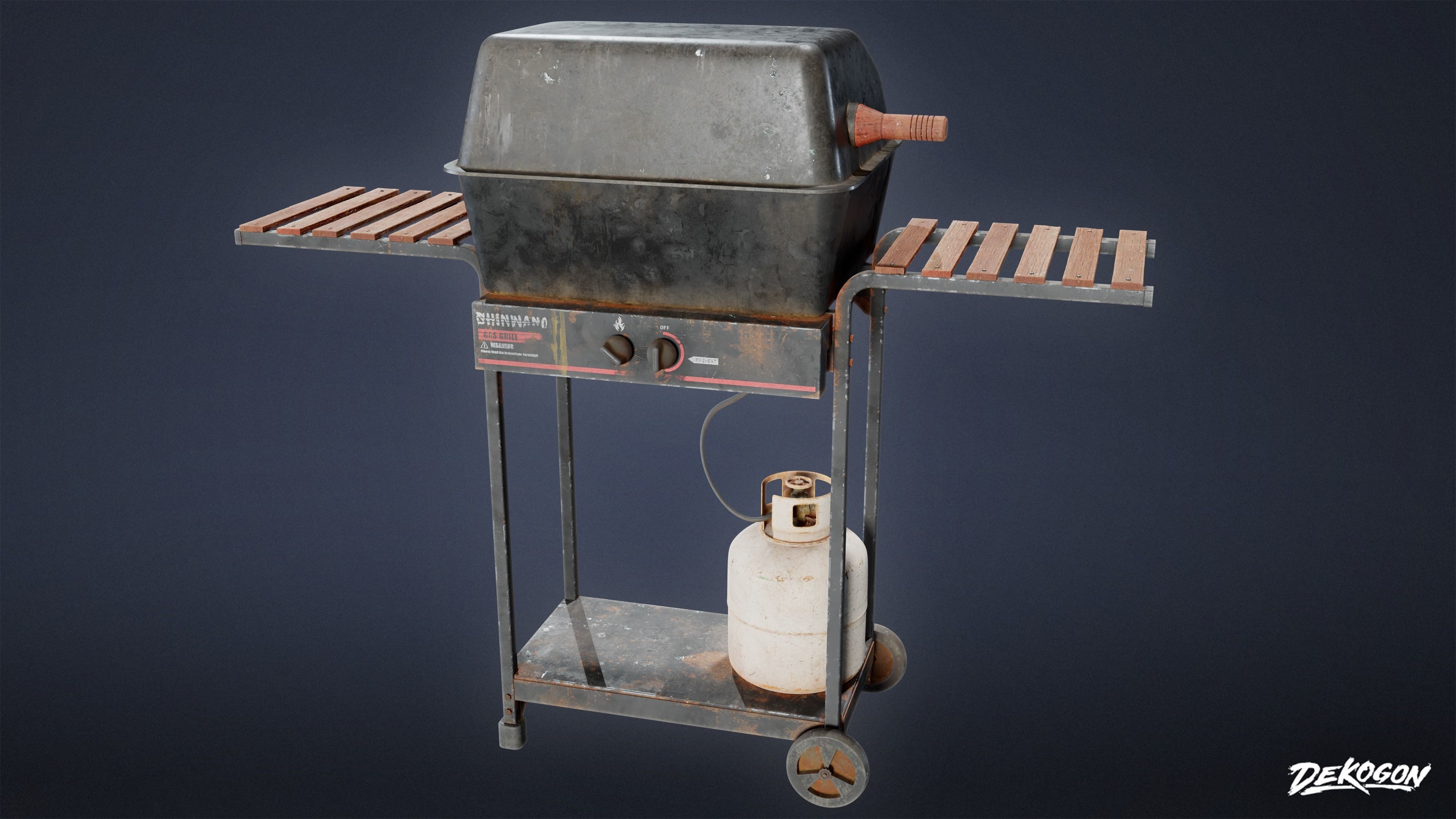 SUBURBS - Grill 02 - LOW POLY AND NANITE Low-poly 3D model_2