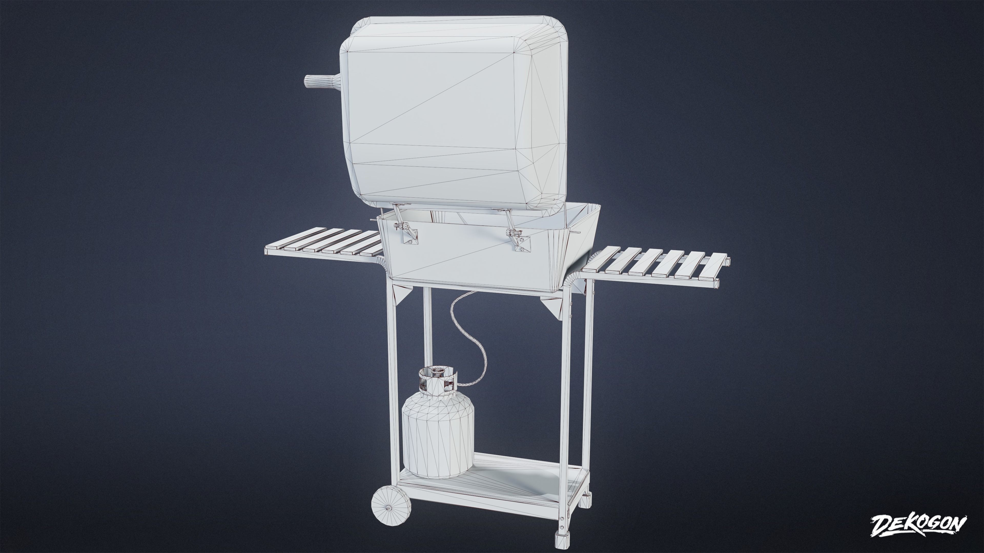 SUBURBS - Grill 02 - LOW POLY AND NANITE Low-poly 3D model_9