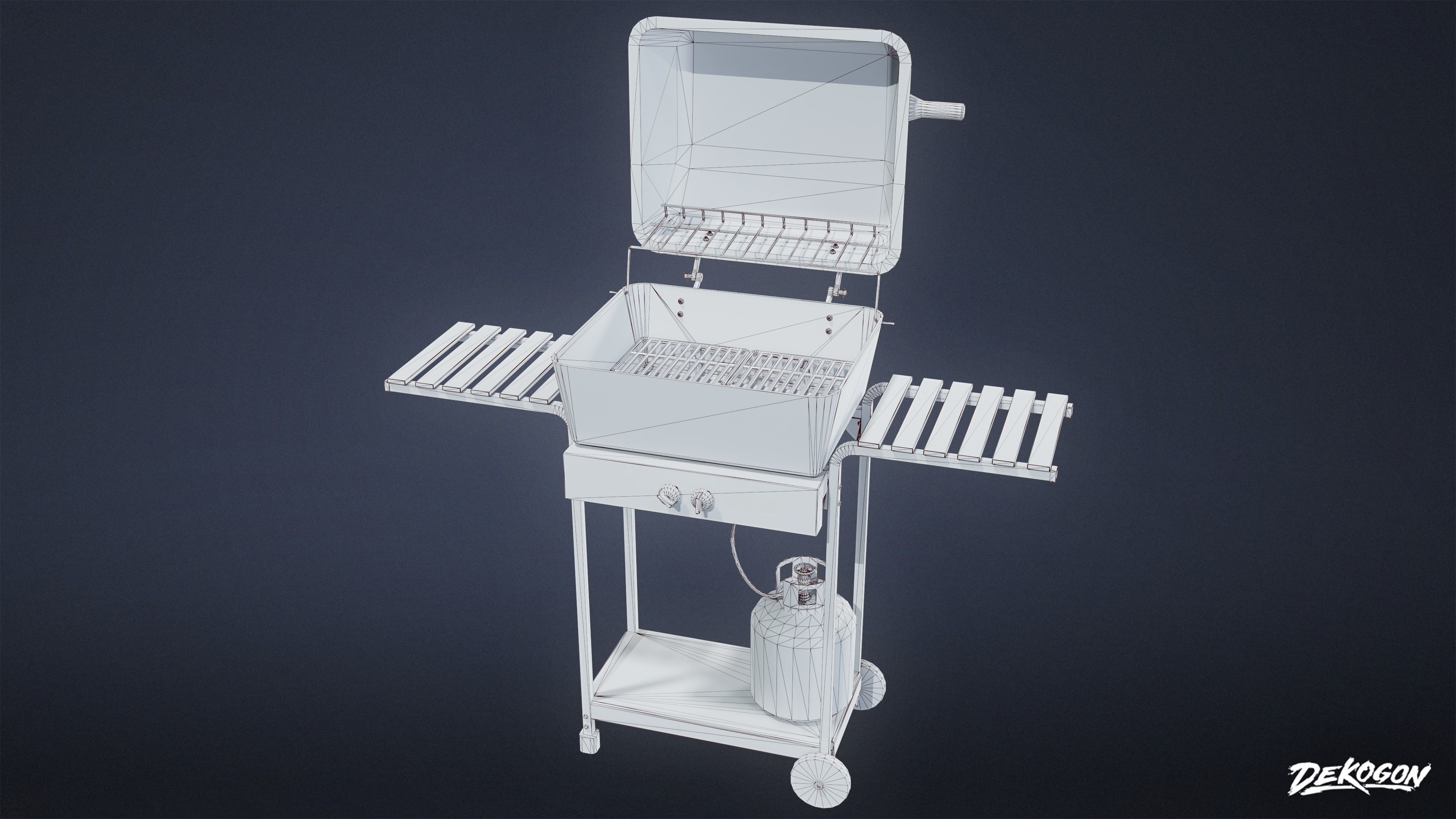 SUBURBS - Grill 02 - LOW POLY AND NANITE Low-poly 3D model_8