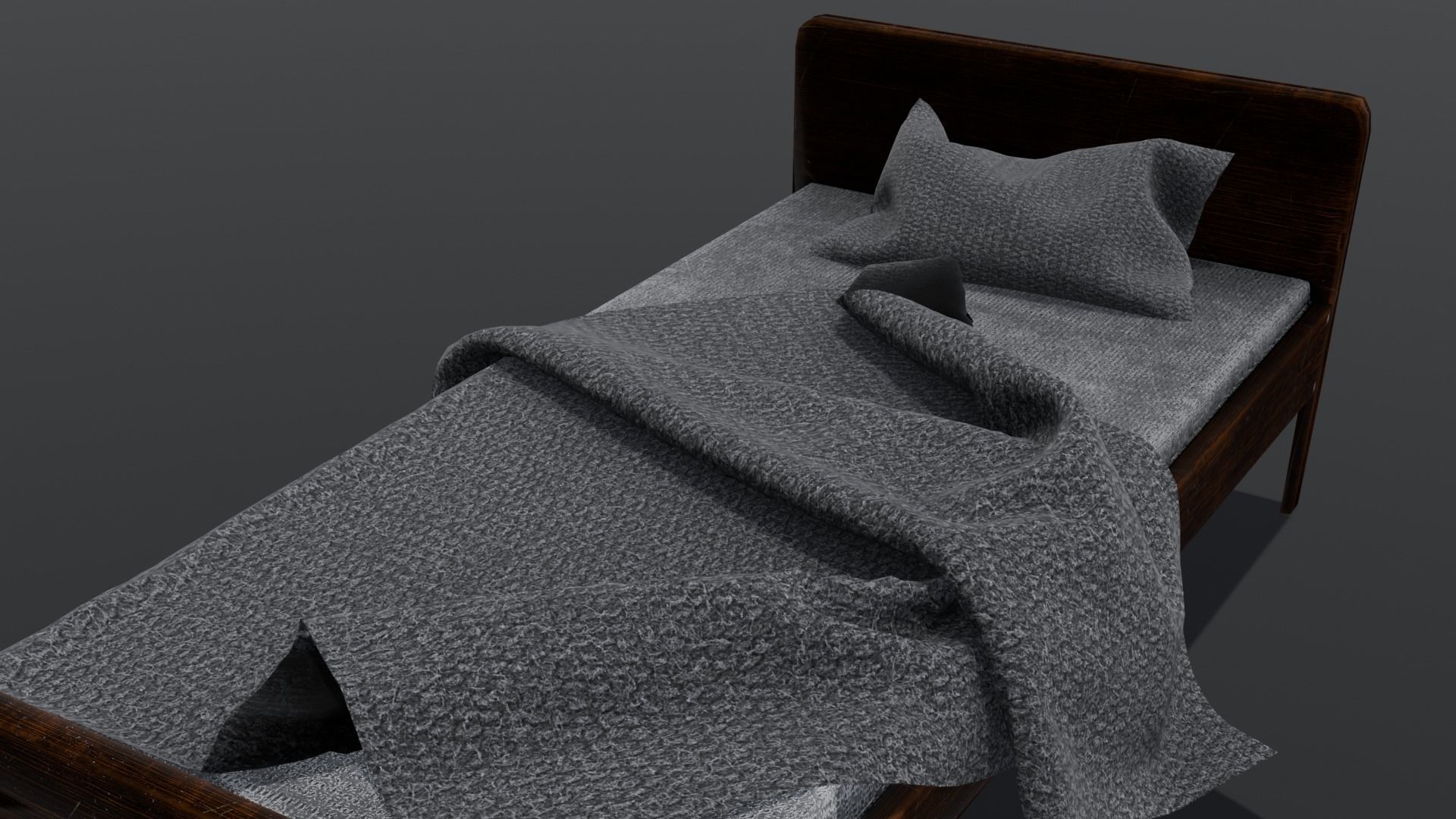 Wooden Bed 3D Model  Low-poly 3D model_16