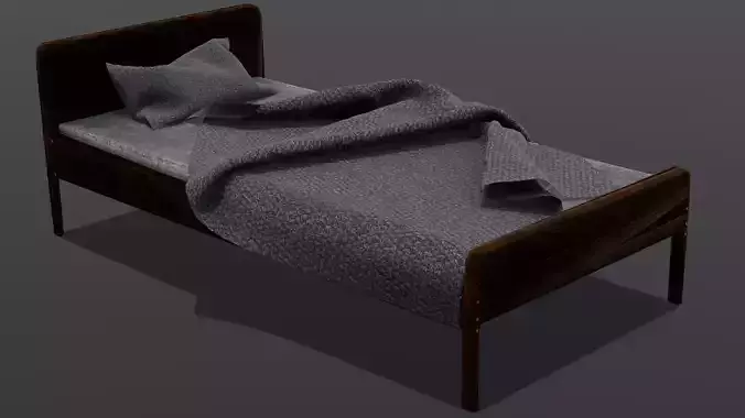 Wooden Bed 3D Model 
