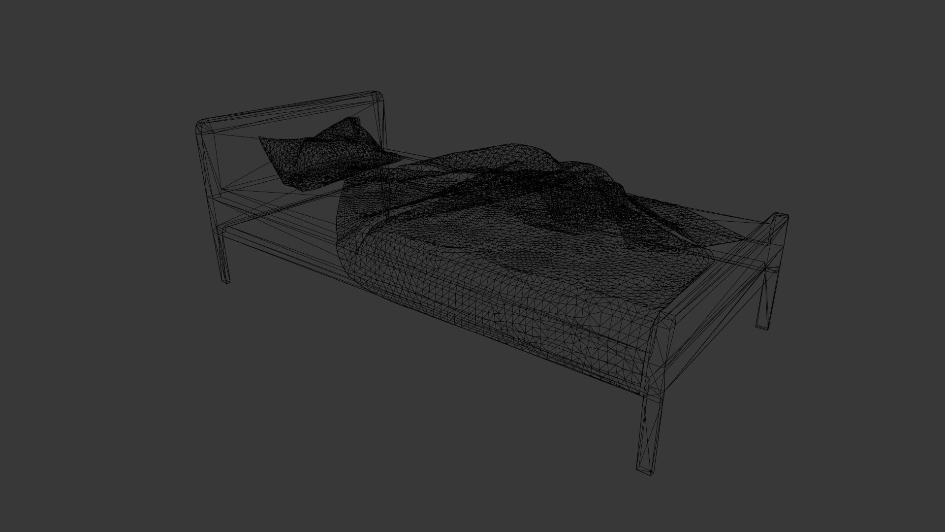Wooden Bed 3D Model  Low-poly 3D model_8