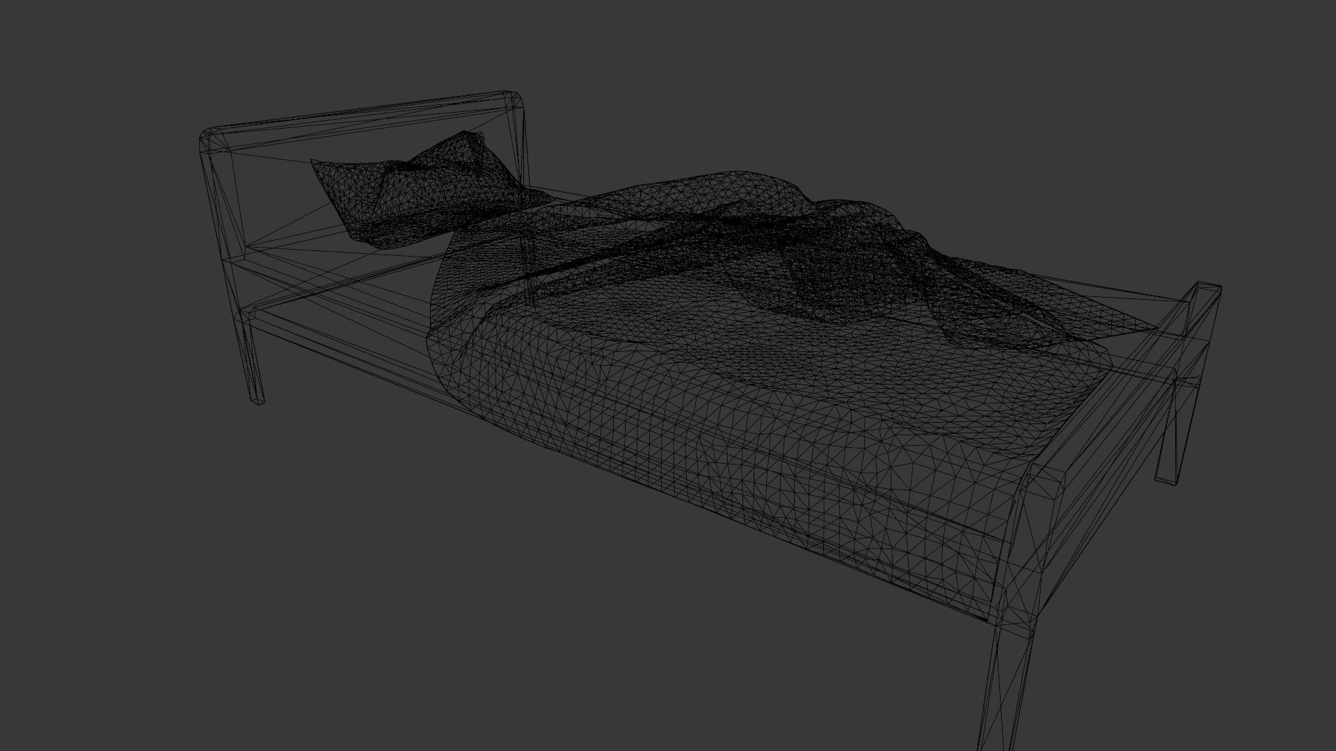 Wooden Bed 3D Model  Low-poly 3D model_9