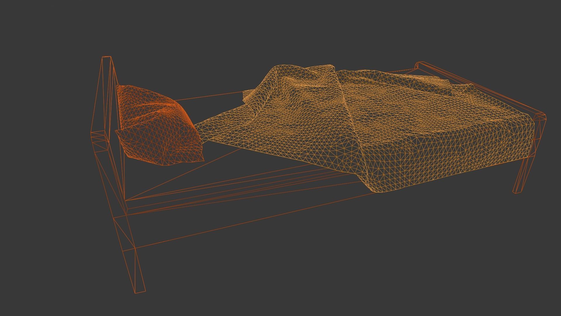 Wooden Bed 3D Model  Low-poly 3D model_12