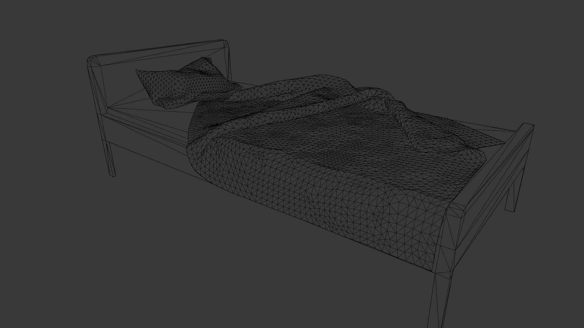 Wooden Bed 3D Model  Low-poly 3D model_10