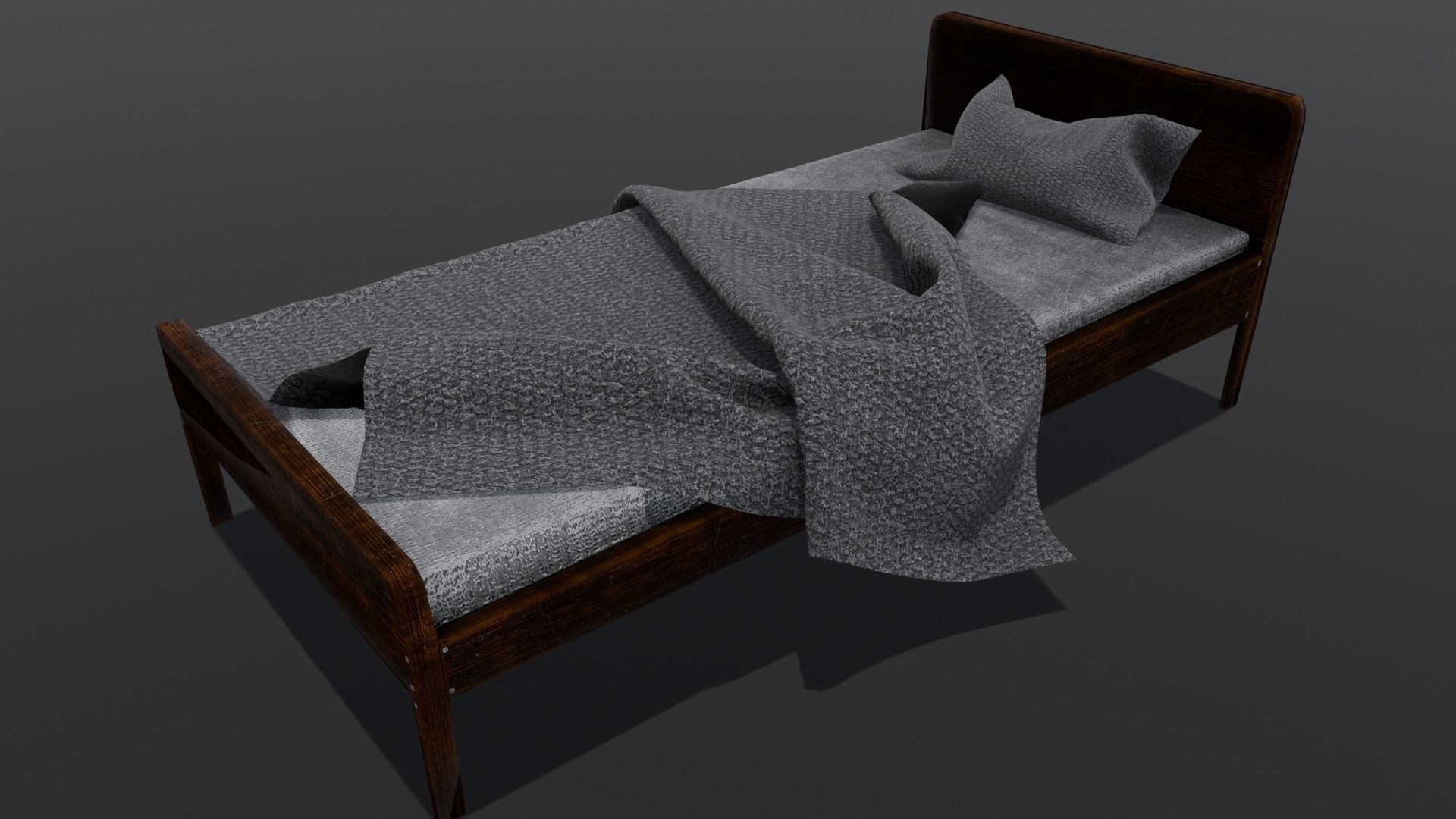 Wooden Bed 3D Model  Low-poly 3D model_18