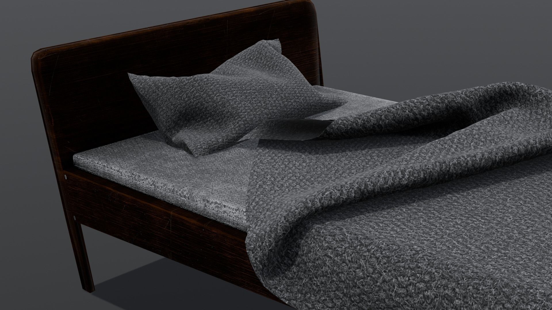 Wooden Bed 3D Model  Low-poly 3D model_14