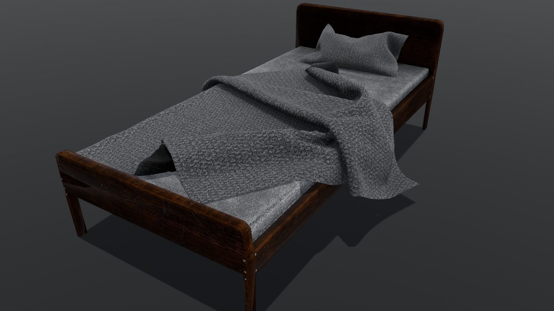 Wooden Bed 3D Model  Low-poly 3D model_17