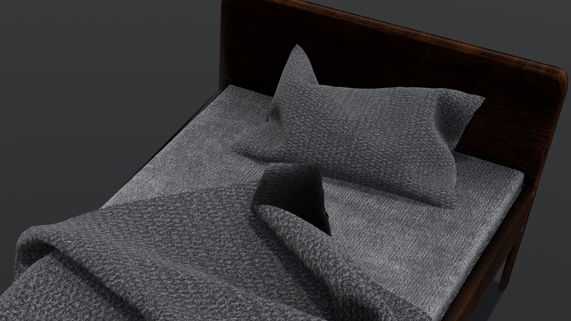 Wooden Bed 3D Model  Low-poly 3D model_15