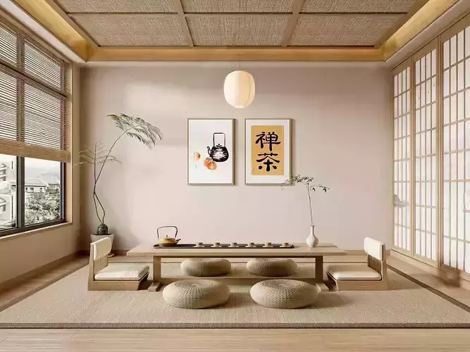 Japanese style tea room reception hall