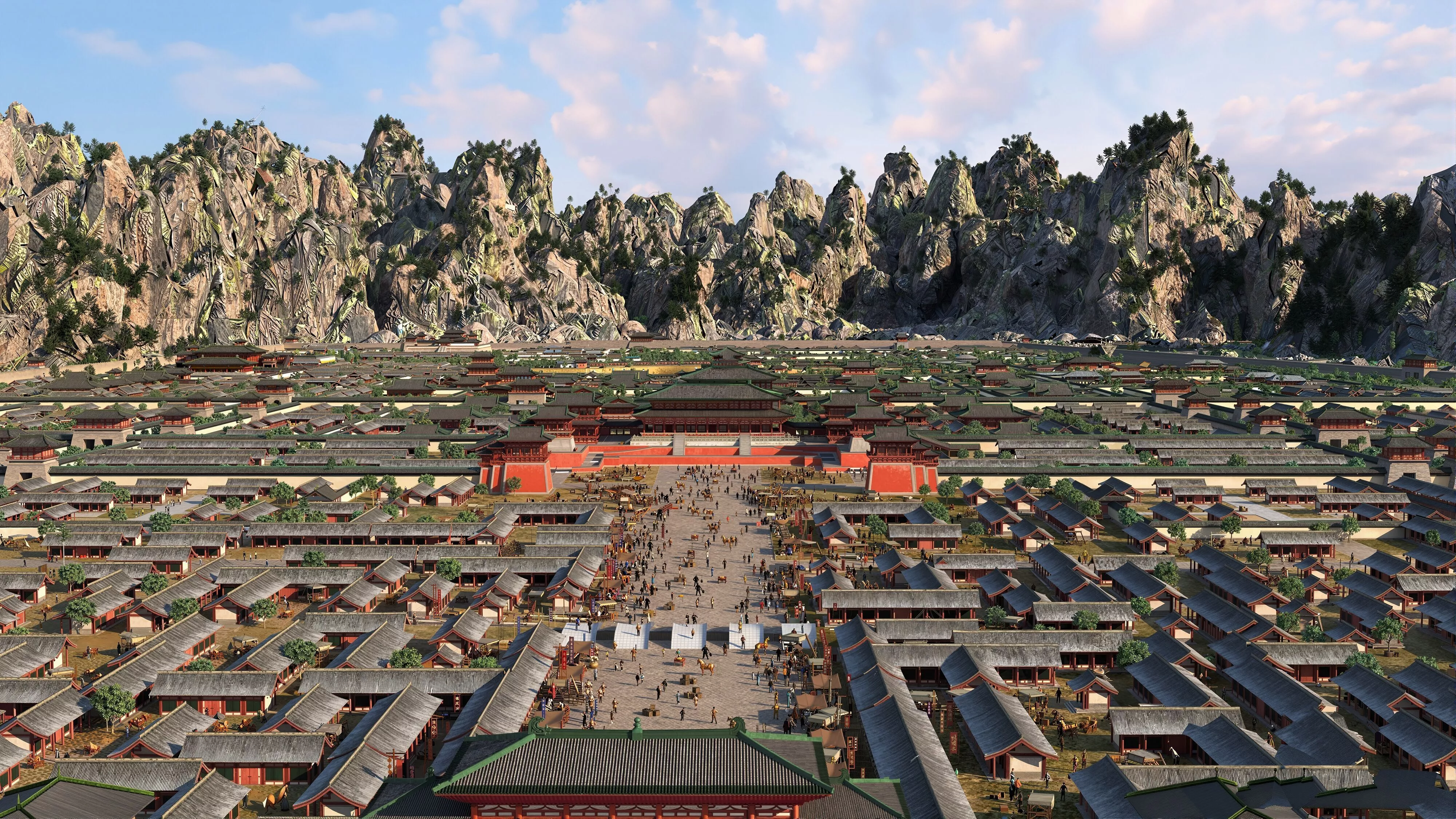 Ancient Asian Chinese city castle palace complex 3D model