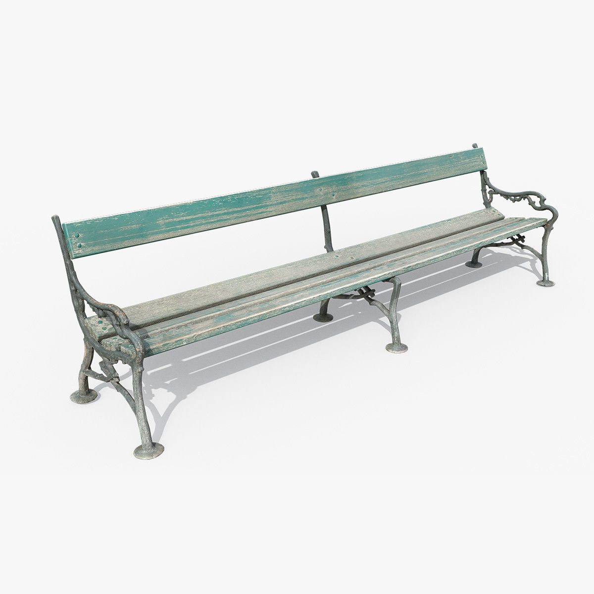 Garden Bench Wood Low-poly 3D model_1