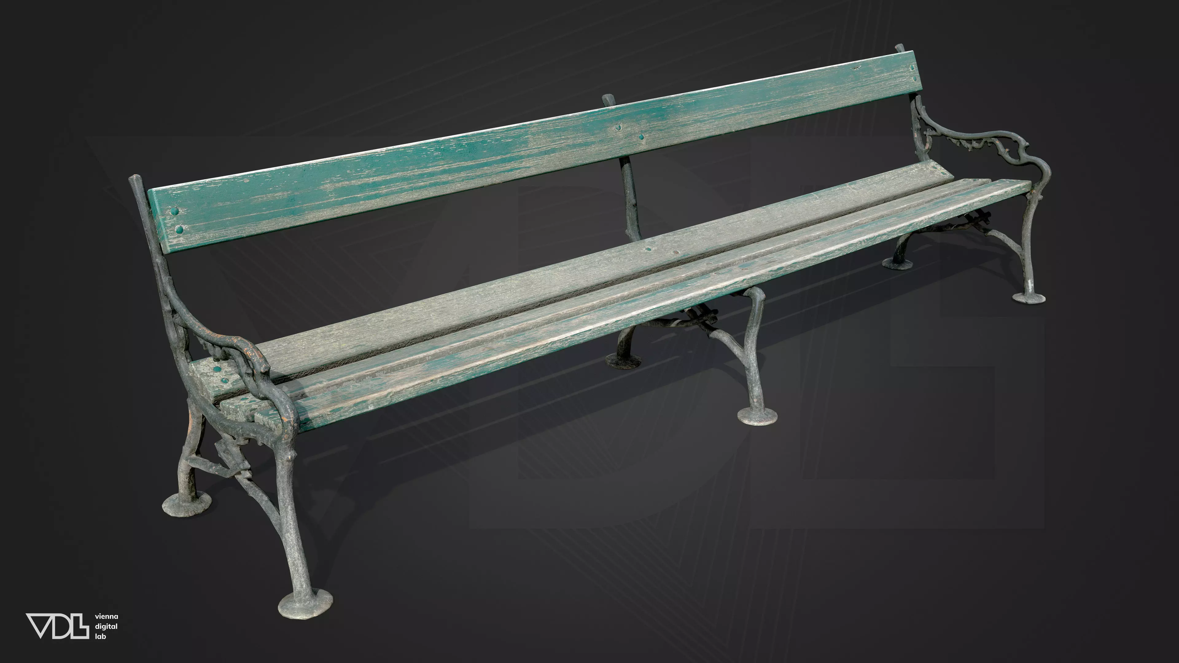 Garden Bench Wood Low-poly 3D model_0