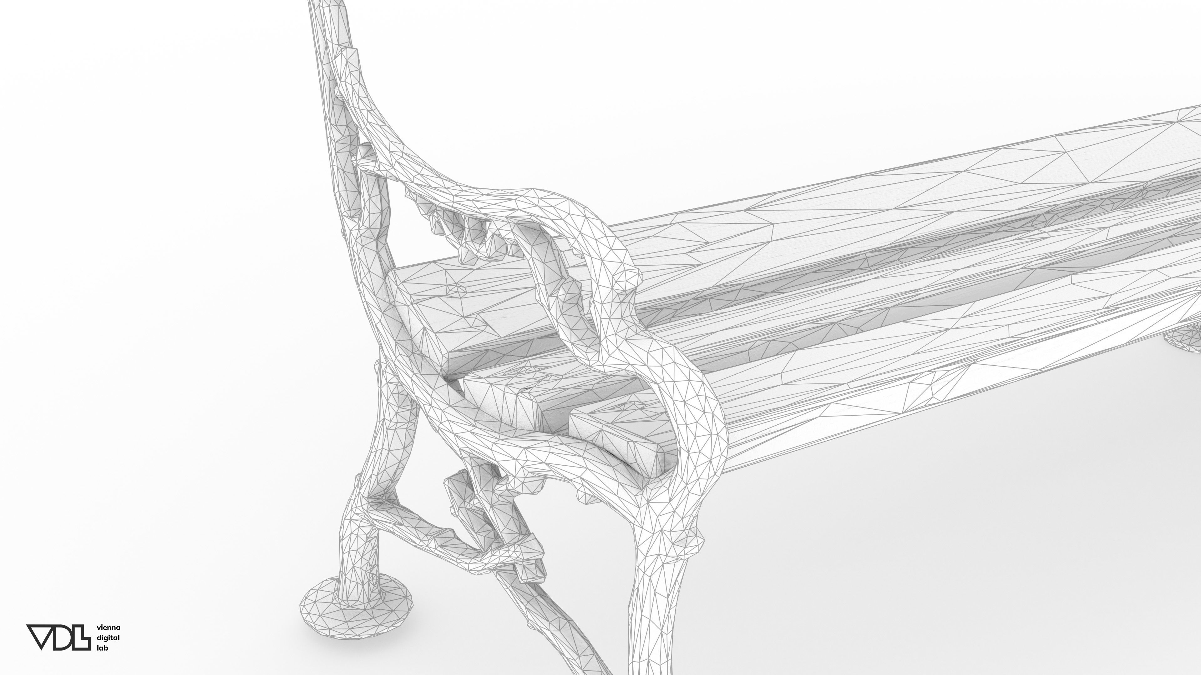 Garden Bench Wood Low-poly 3D model_5