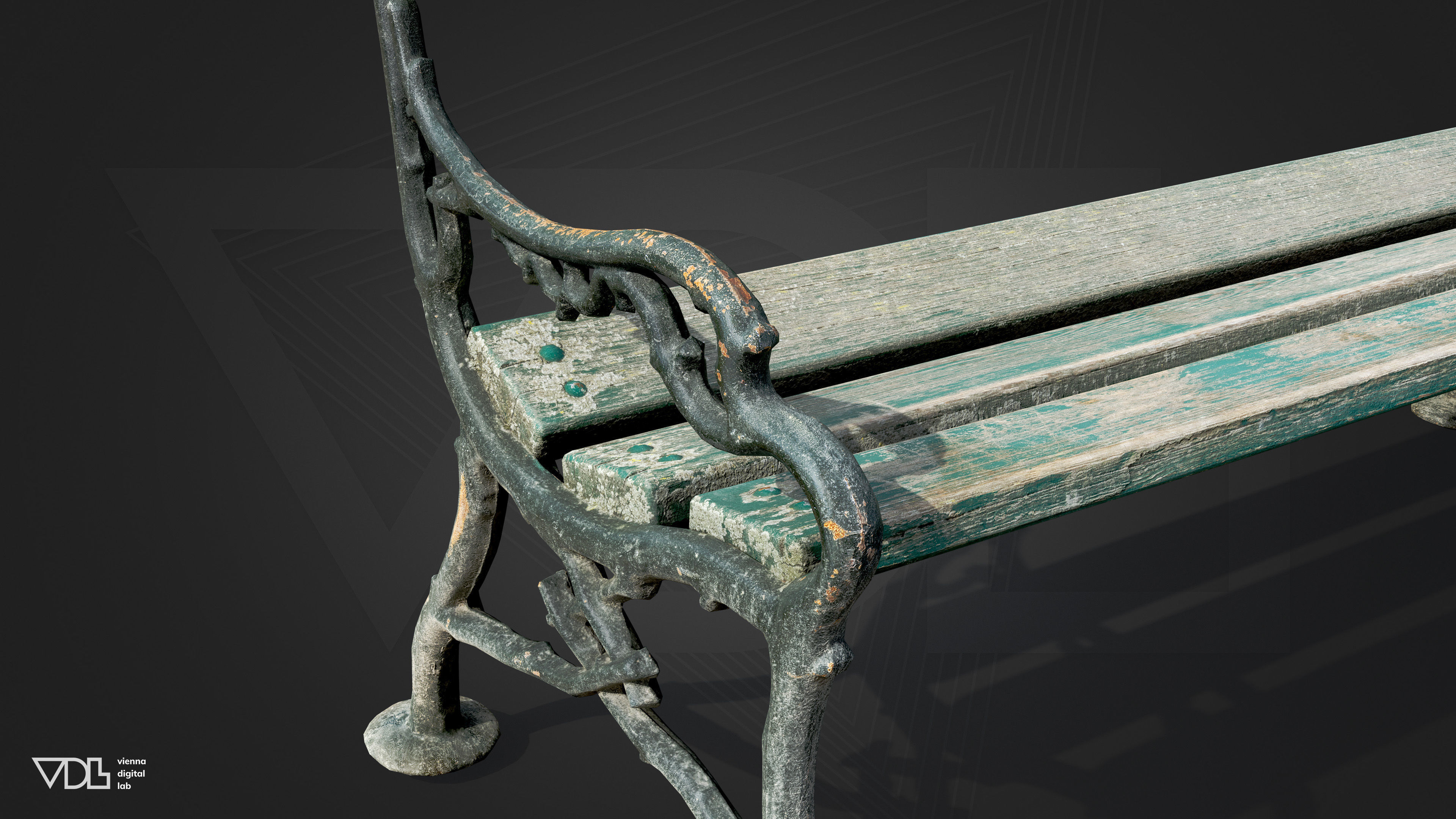Garden Bench Wood Low-poly 3D model_6