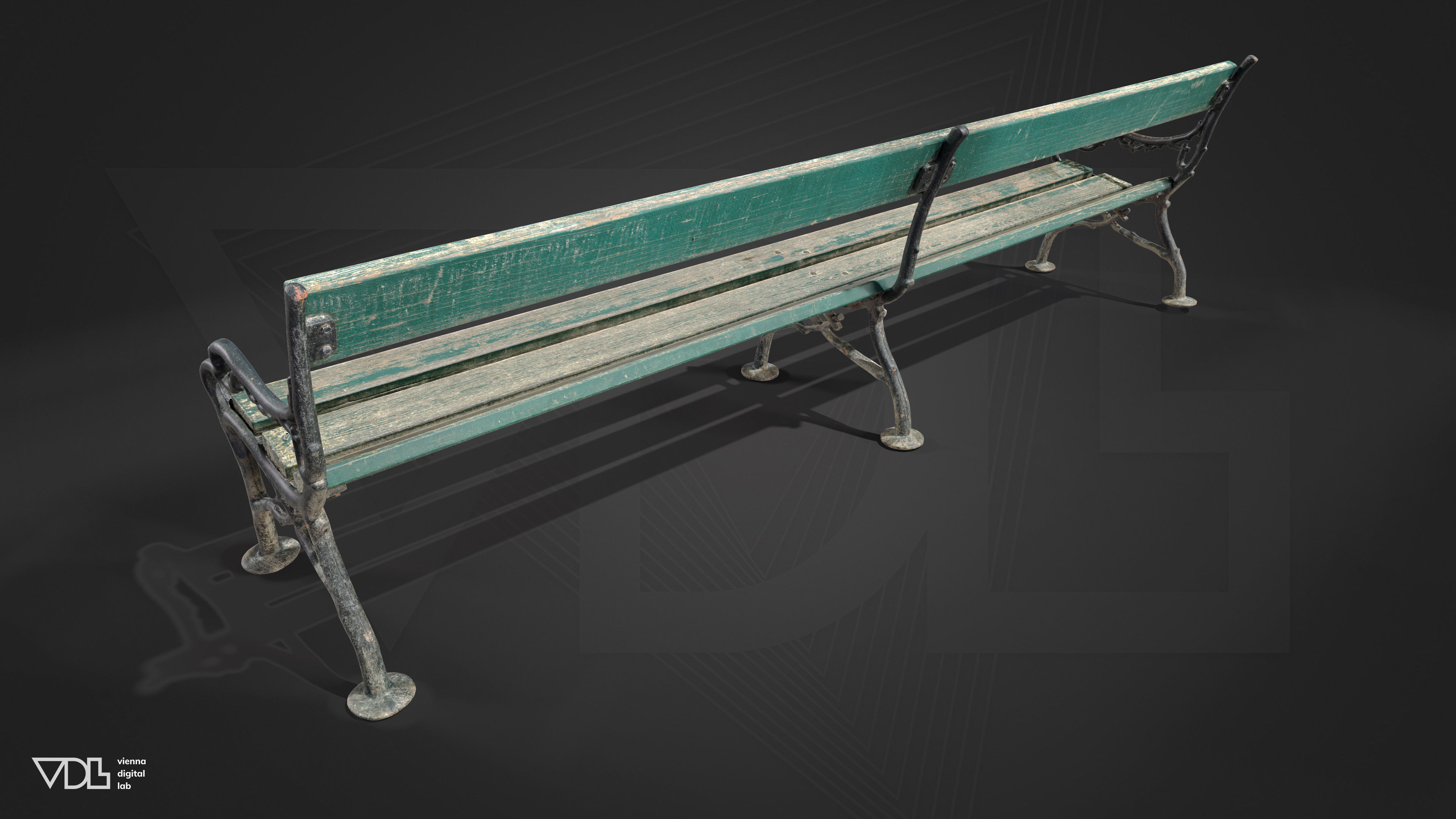 Garden Bench Wood Low-poly 3D model_4