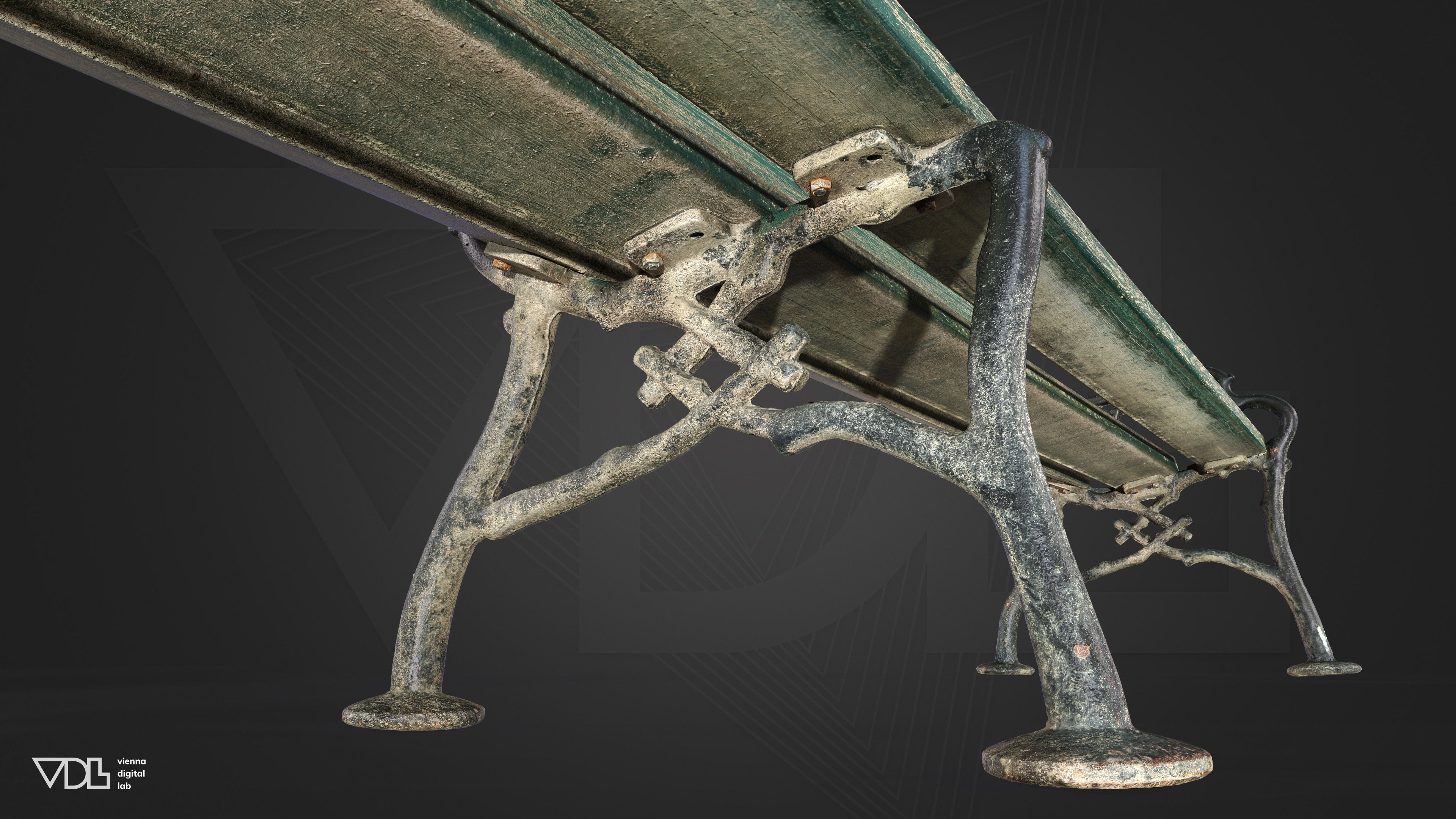 Garden Bench Wood Low-poly 3D model_8