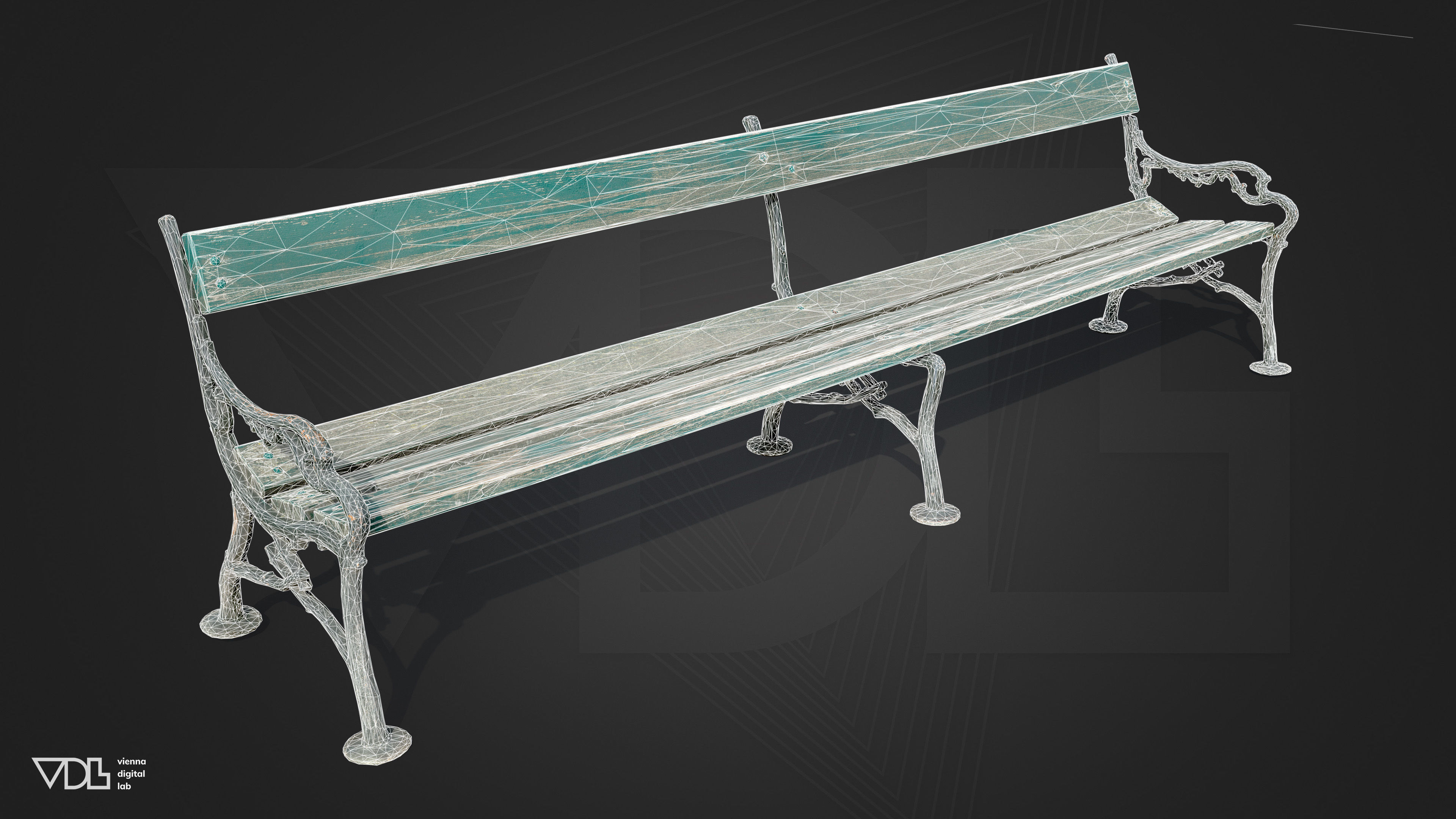 Garden Bench Wood Low-poly 3D model_2
