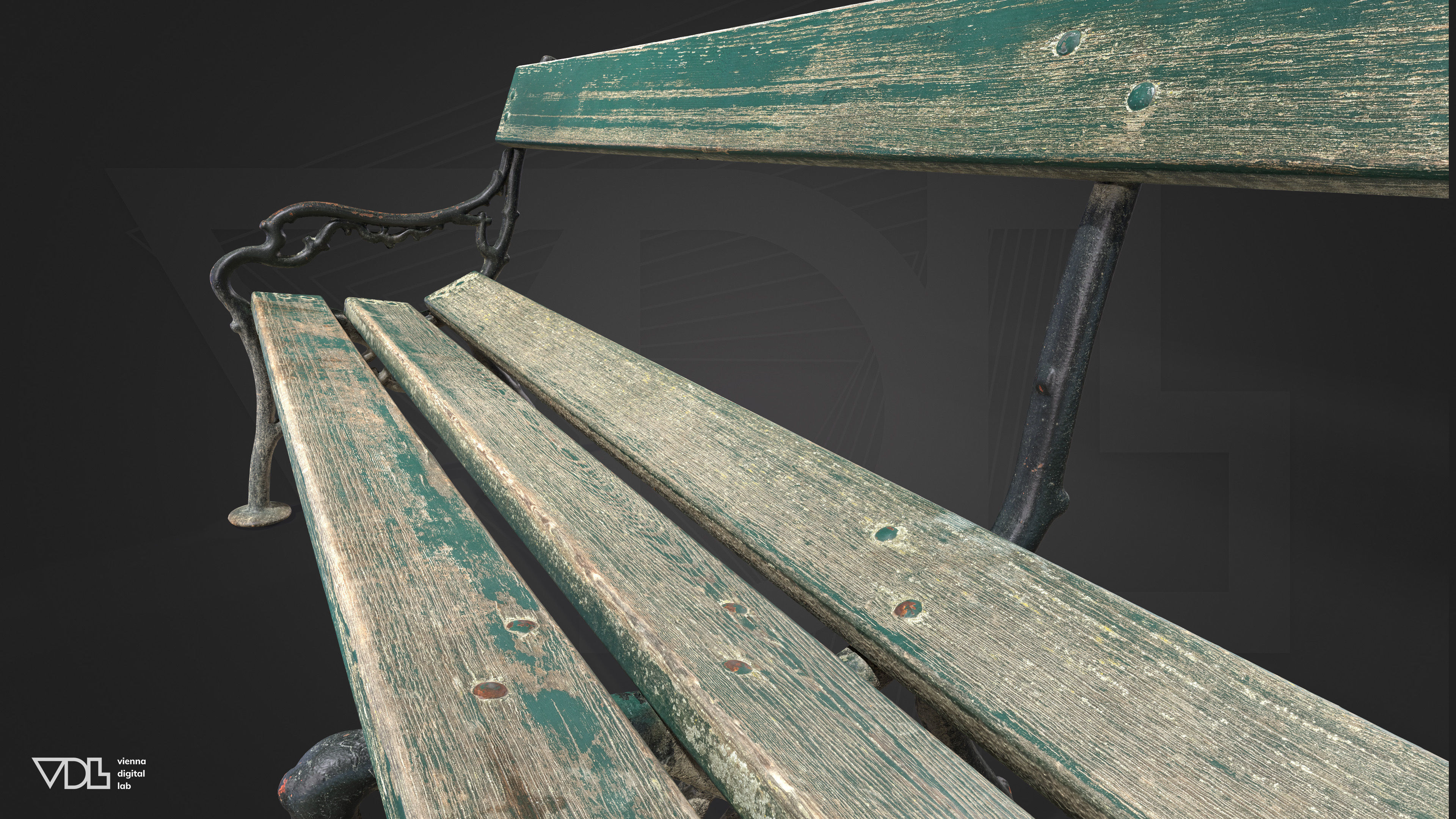 Garden Bench Wood Low-poly 3D model_3