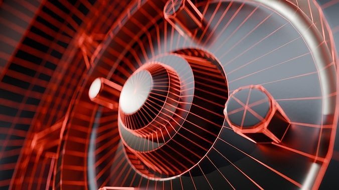 Awesome Rim and Tire 08 Low-poly 3D model 7