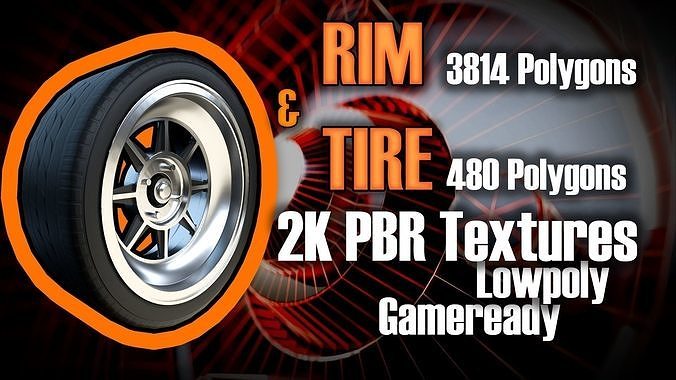 Awesome Rim and Tire 08 Low-poly 3D model