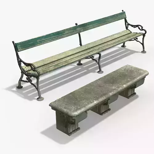 Imperial Garden Benches from Wood and Stone  