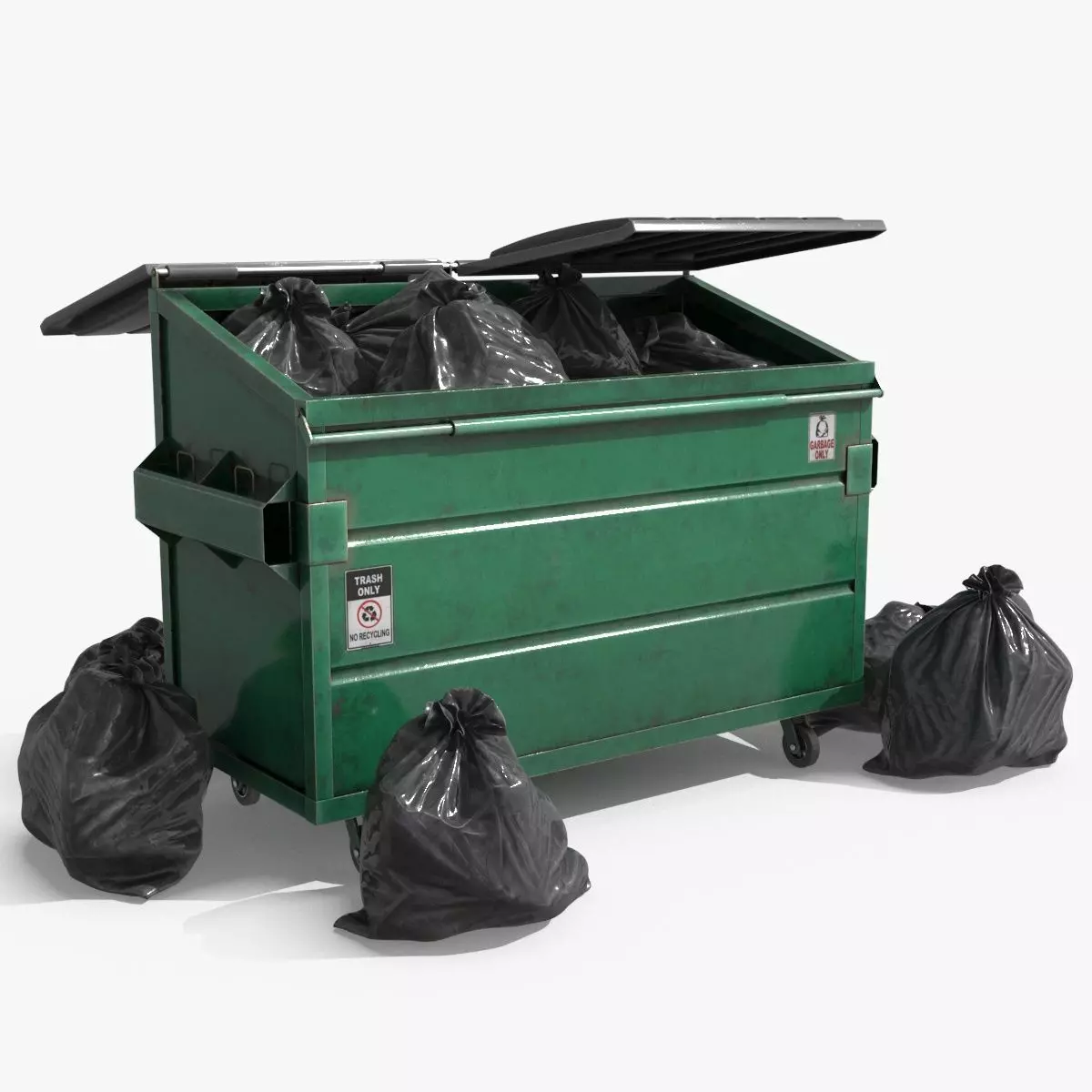 Garbage Dumpster with Garbage Bag 4 COLORS Low-poly 3D model_0