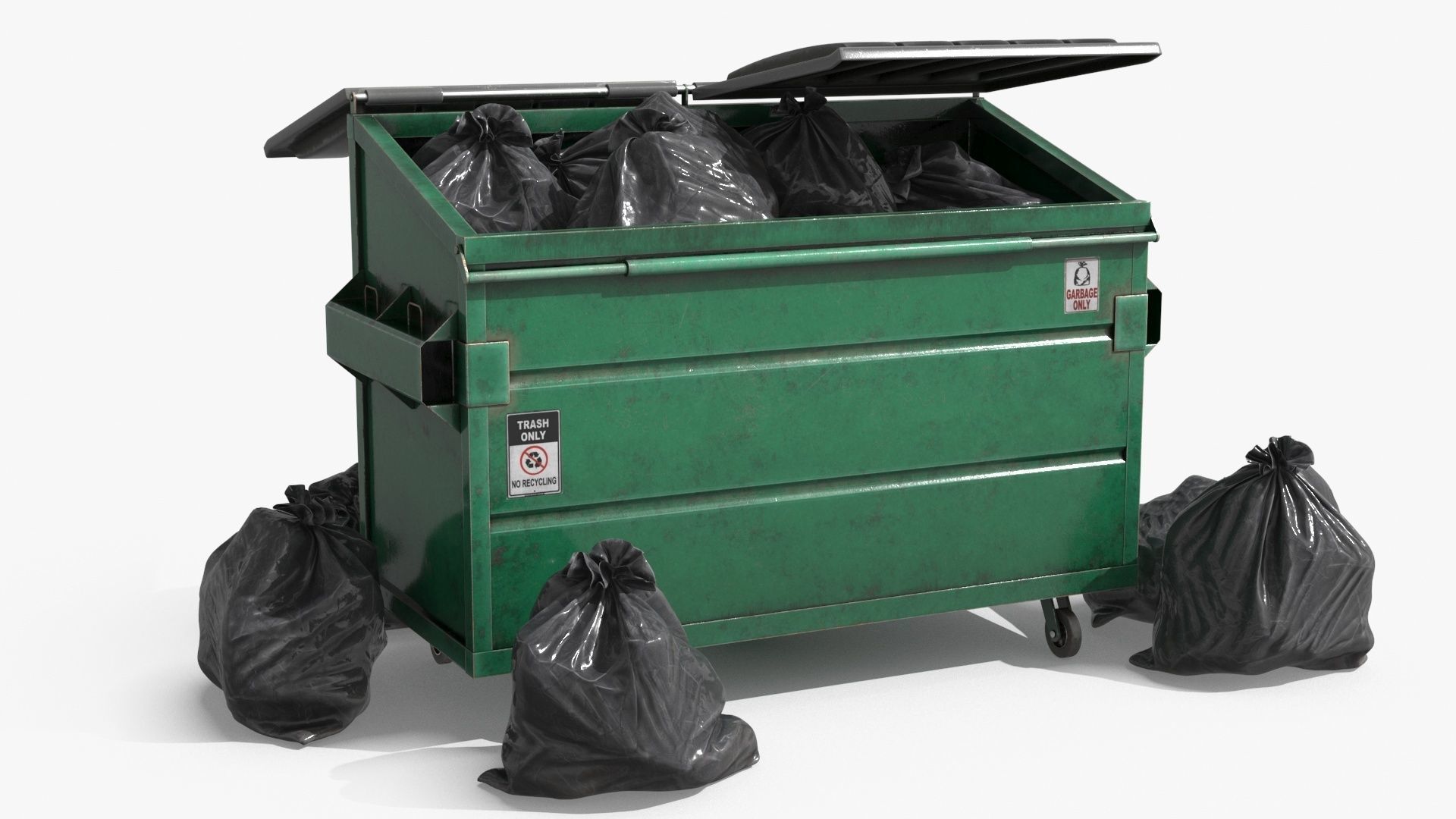 Garbage Dumpster with Garbage Bag 4 COLORS Low-poly 3D model_3