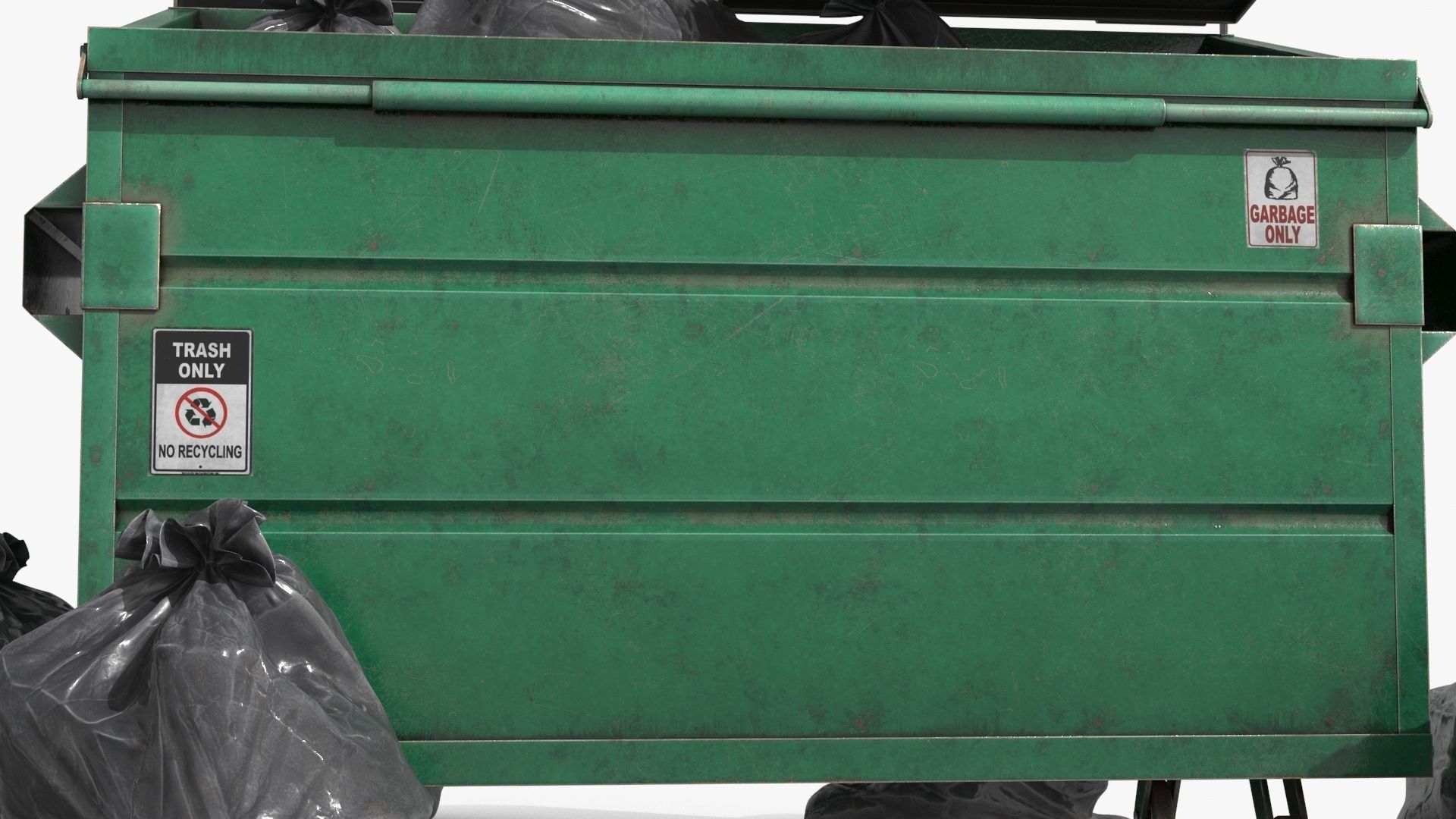 Garbage Dumpster with Garbage Bag 4 COLORS Low-poly 3D model_10