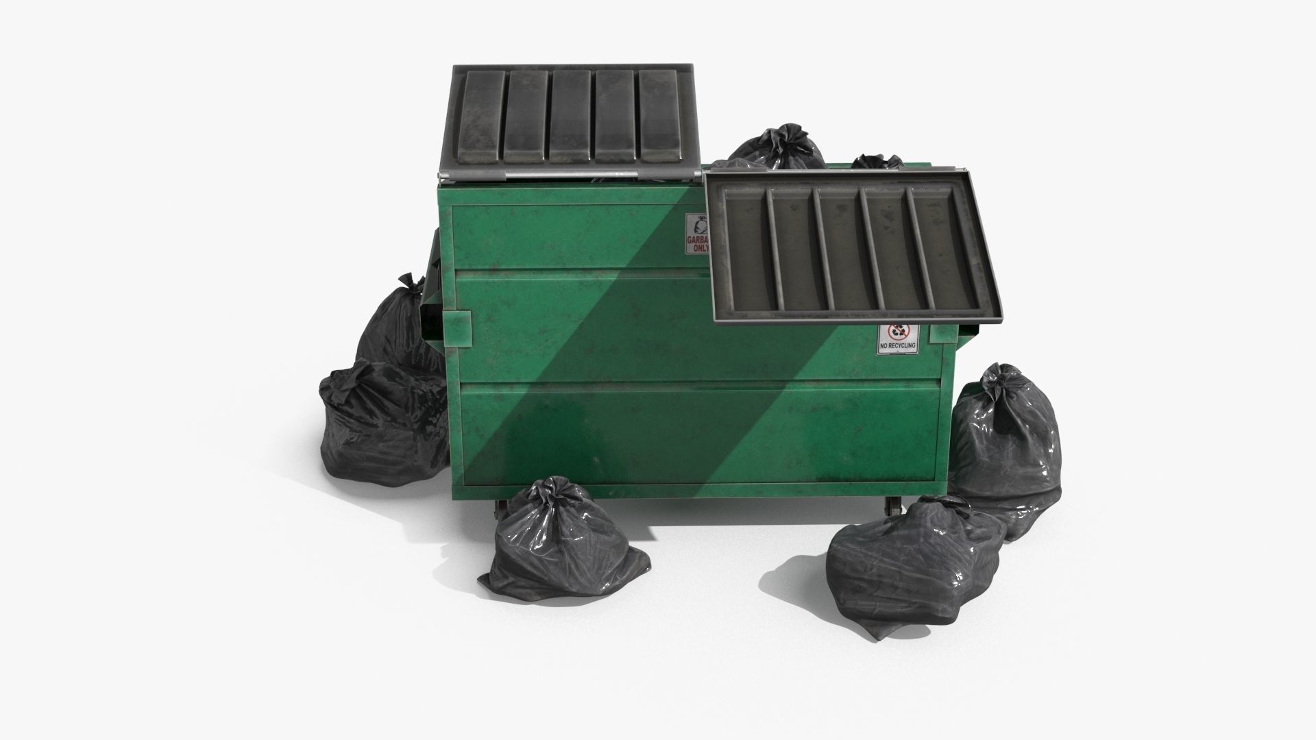 Garbage Dumpster with Garbage Bag 4 COLORS Low-poly 3D model_16