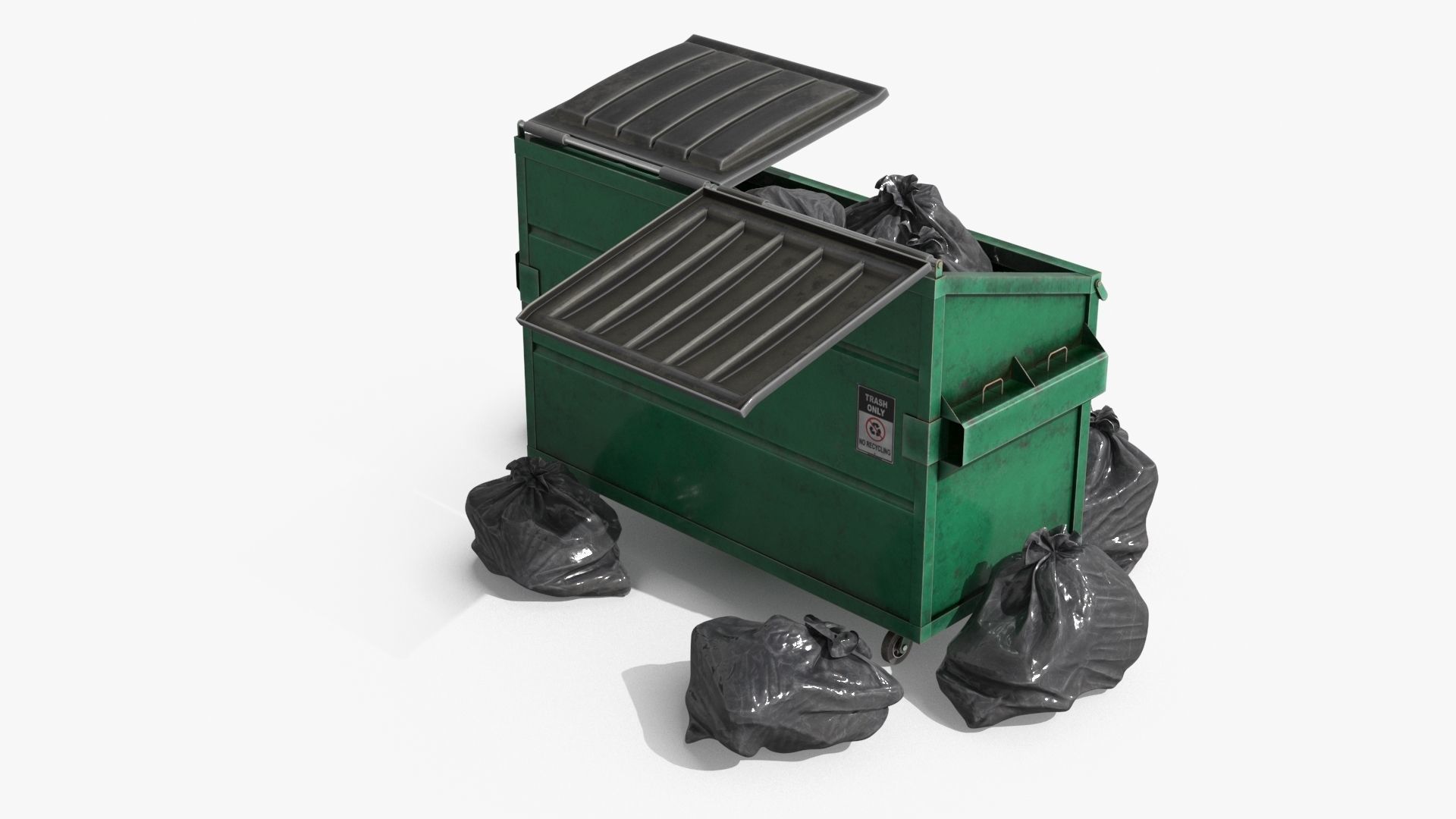 Garbage Dumpster with Garbage Bag 4 COLORS Low-poly 3D model_15