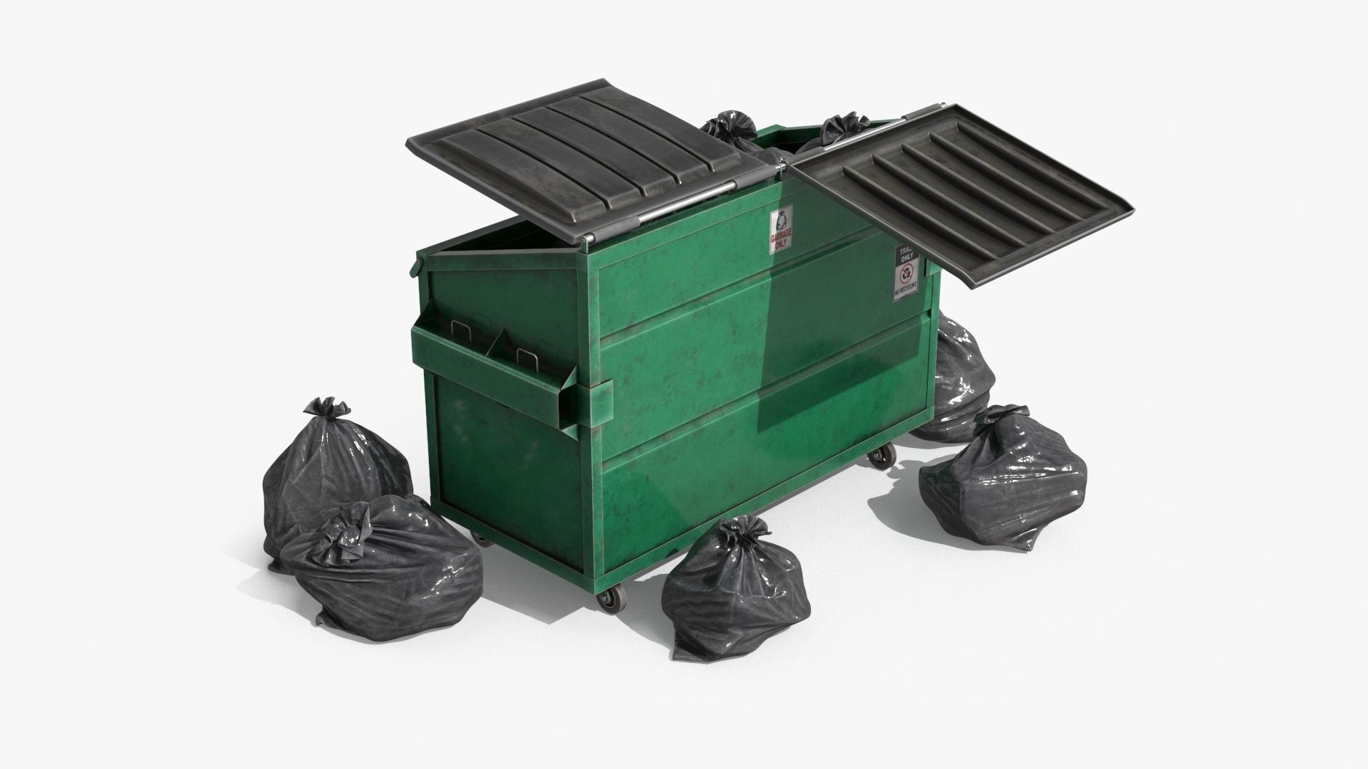 Garbage Dumpster with Garbage Bag 4 COLORS Low-poly 3D model_17