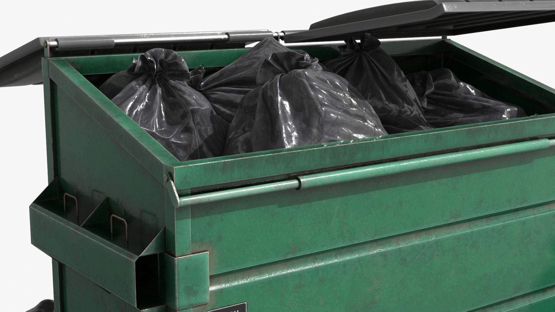 Garbage Dumpster with Garbage Bag 4 COLORS Low-poly 3D model_7