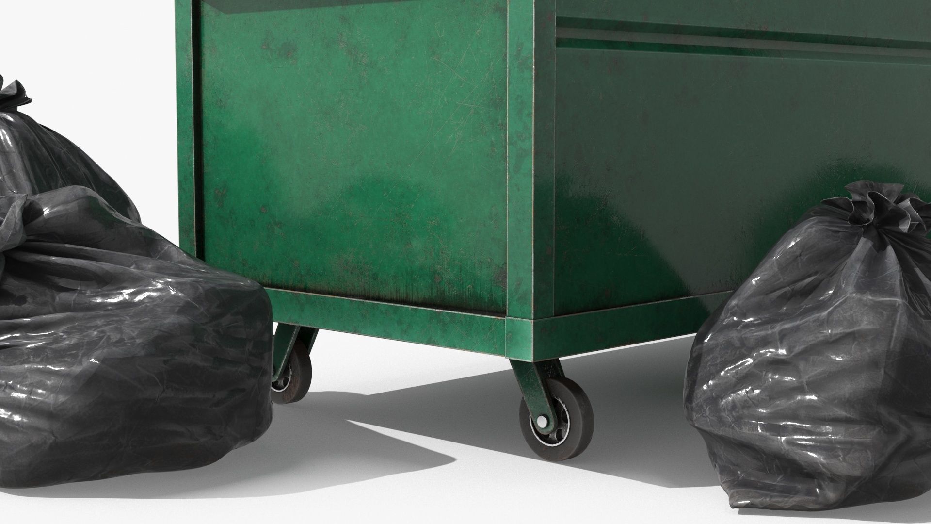 Garbage Dumpster with Garbage Bag 4 COLORS Low-poly 3D model_9