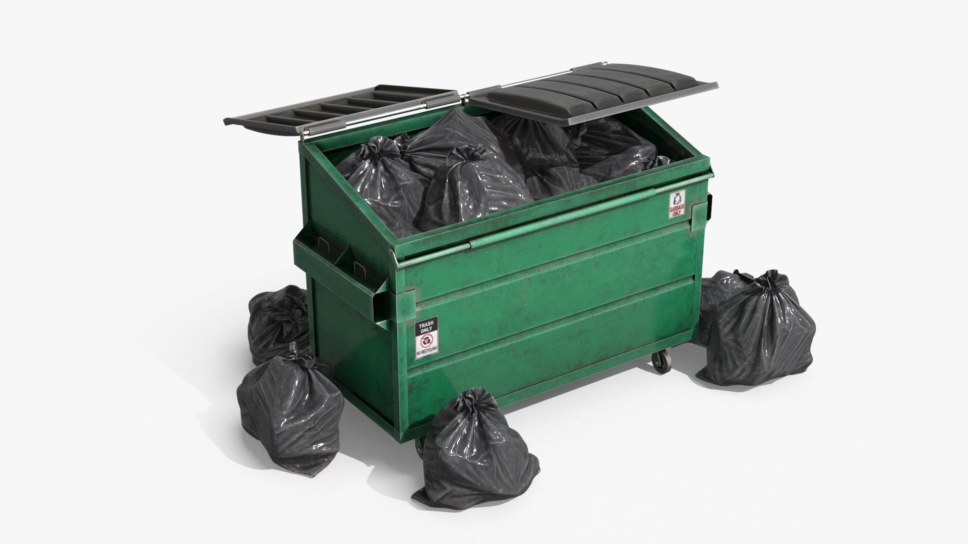 Garbage Dumpster with Garbage Bag 4 COLORS Low-poly 3D model_13