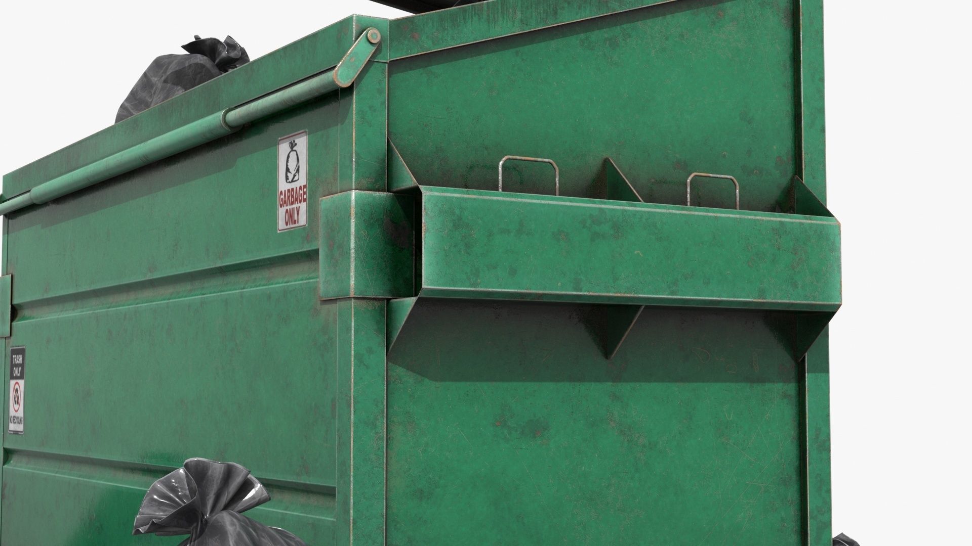 Garbage Dumpster with Garbage Bag 4 COLORS Low-poly 3D model_8