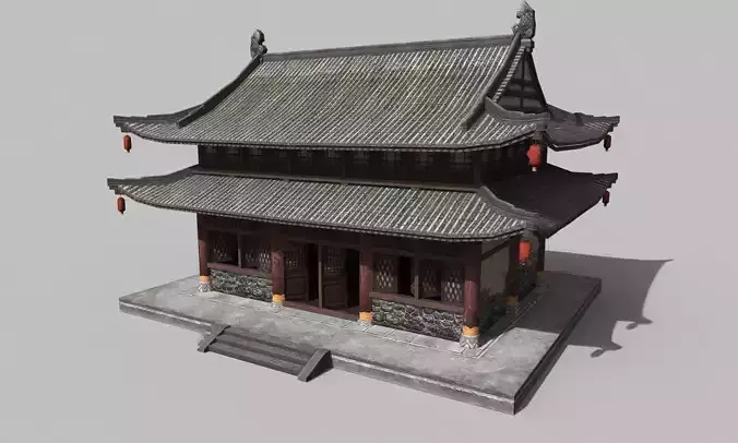 Chinese style wooden attic 3D model