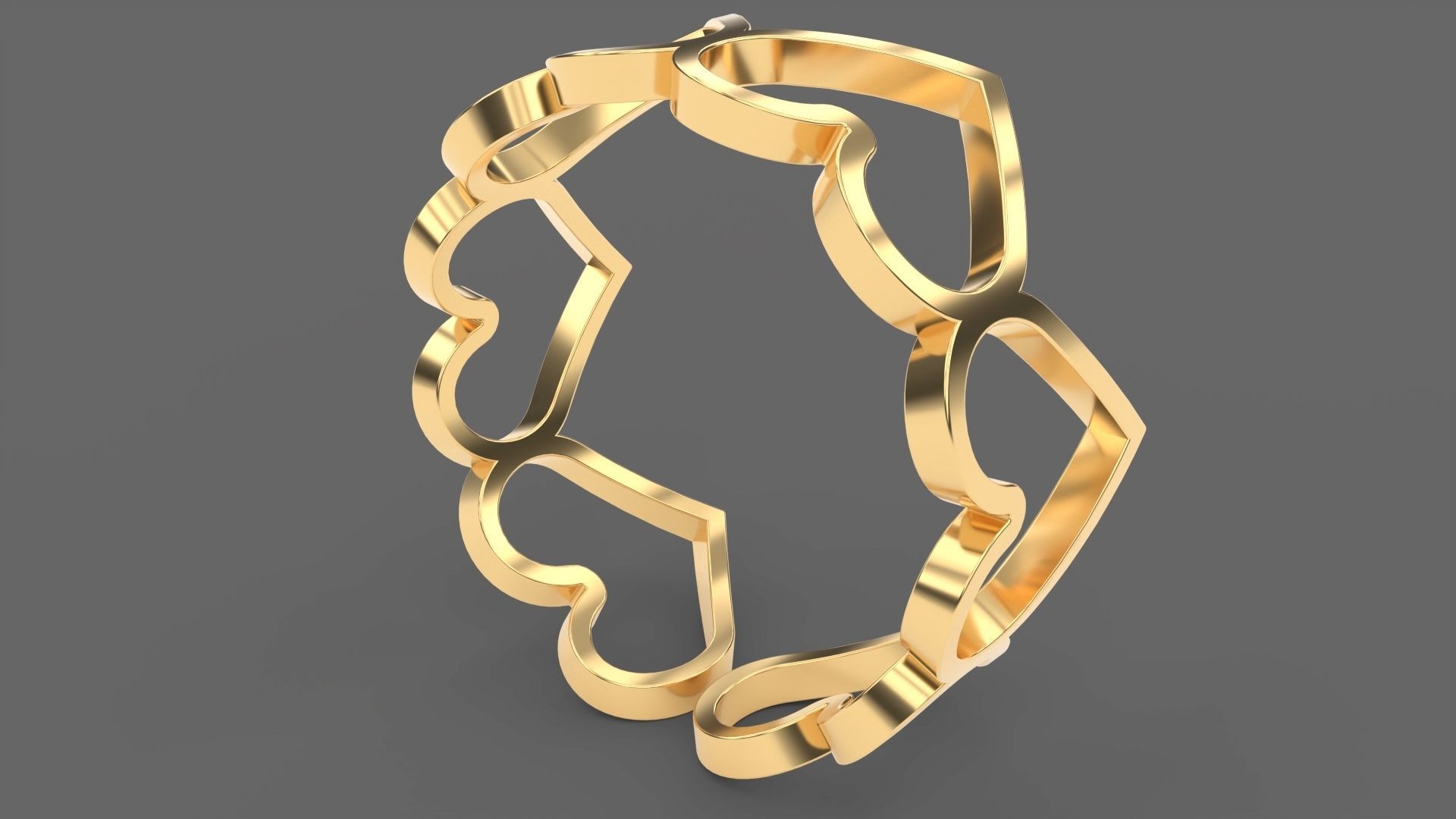 Hearts Ring 3D print model_4