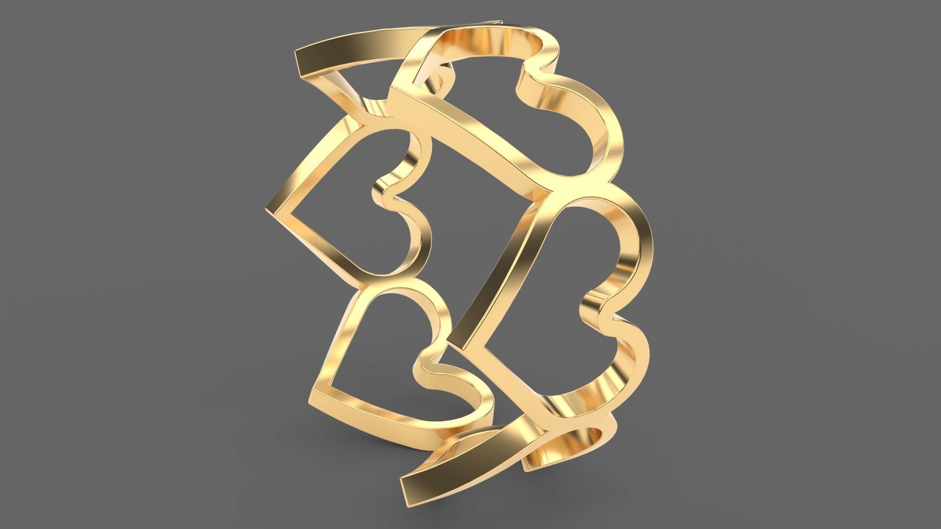 Hearts Ring 3D print model_2