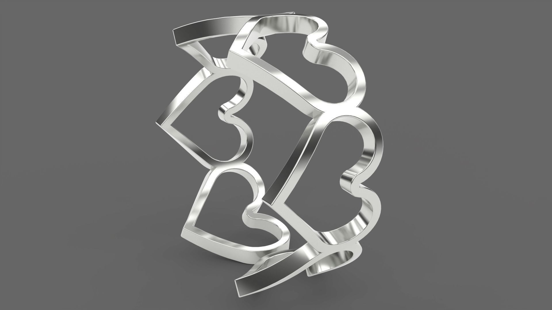 Hearts Ring 3D print model_3