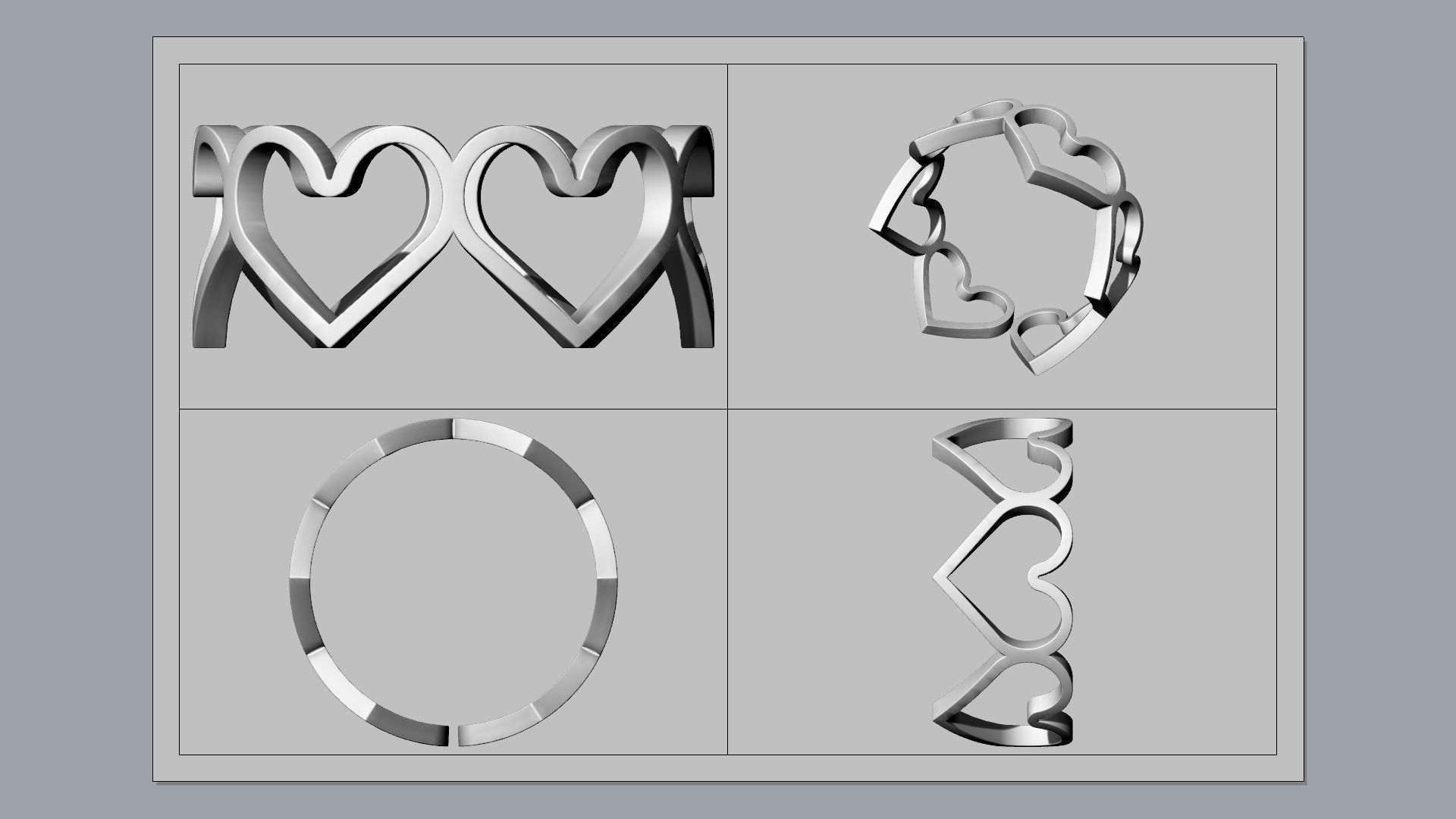 Hearts Ring 3D print model_15