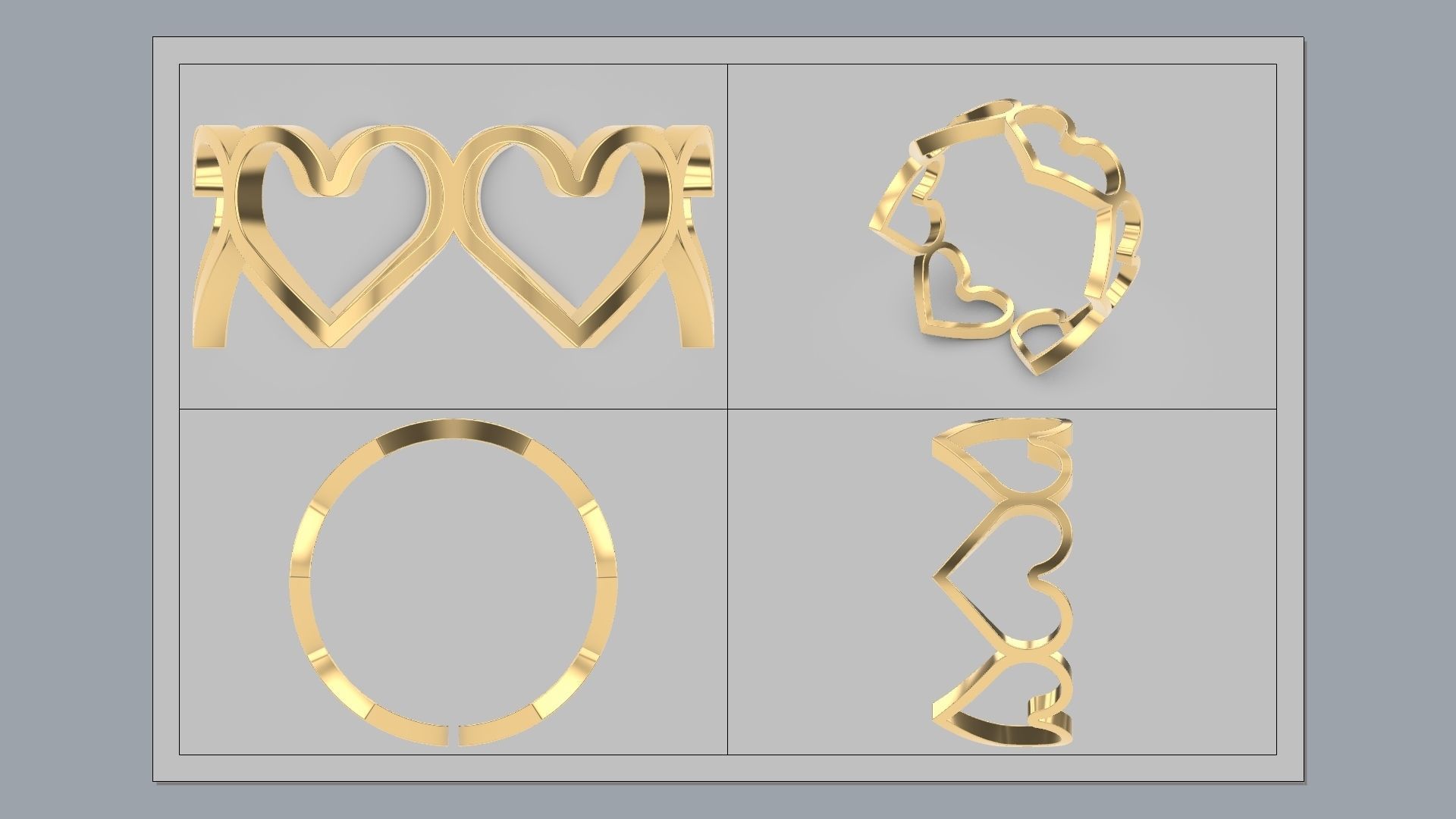 Hearts Ring 3D print model_8