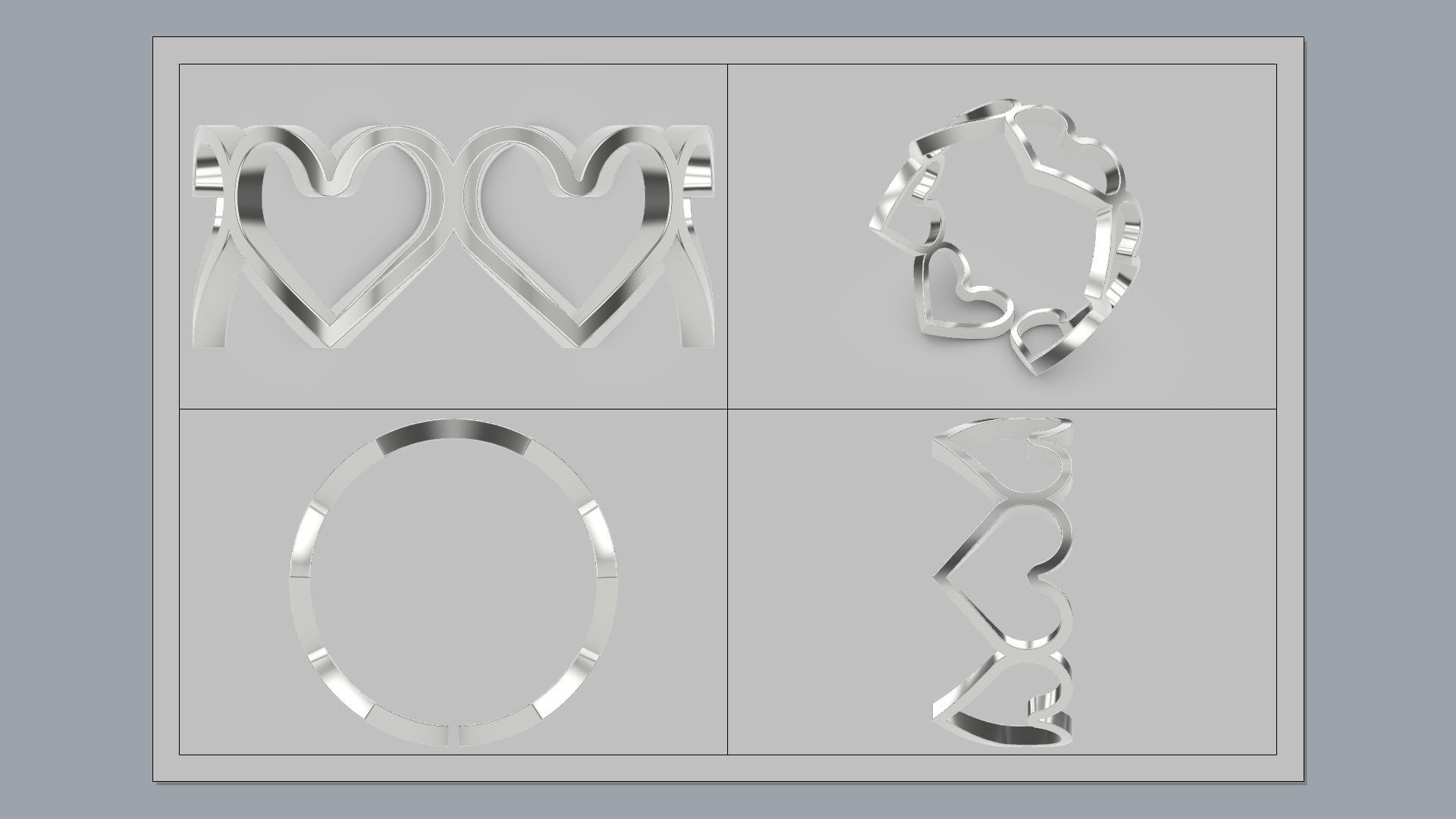 Hearts Ring 3D print model_9