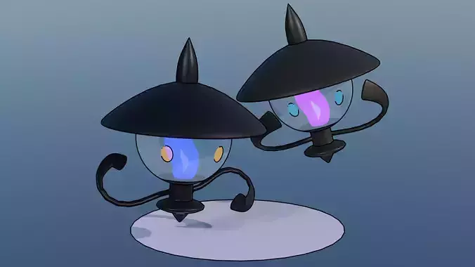 Pokemon Lampent and Shiny Version Rigged 3D model